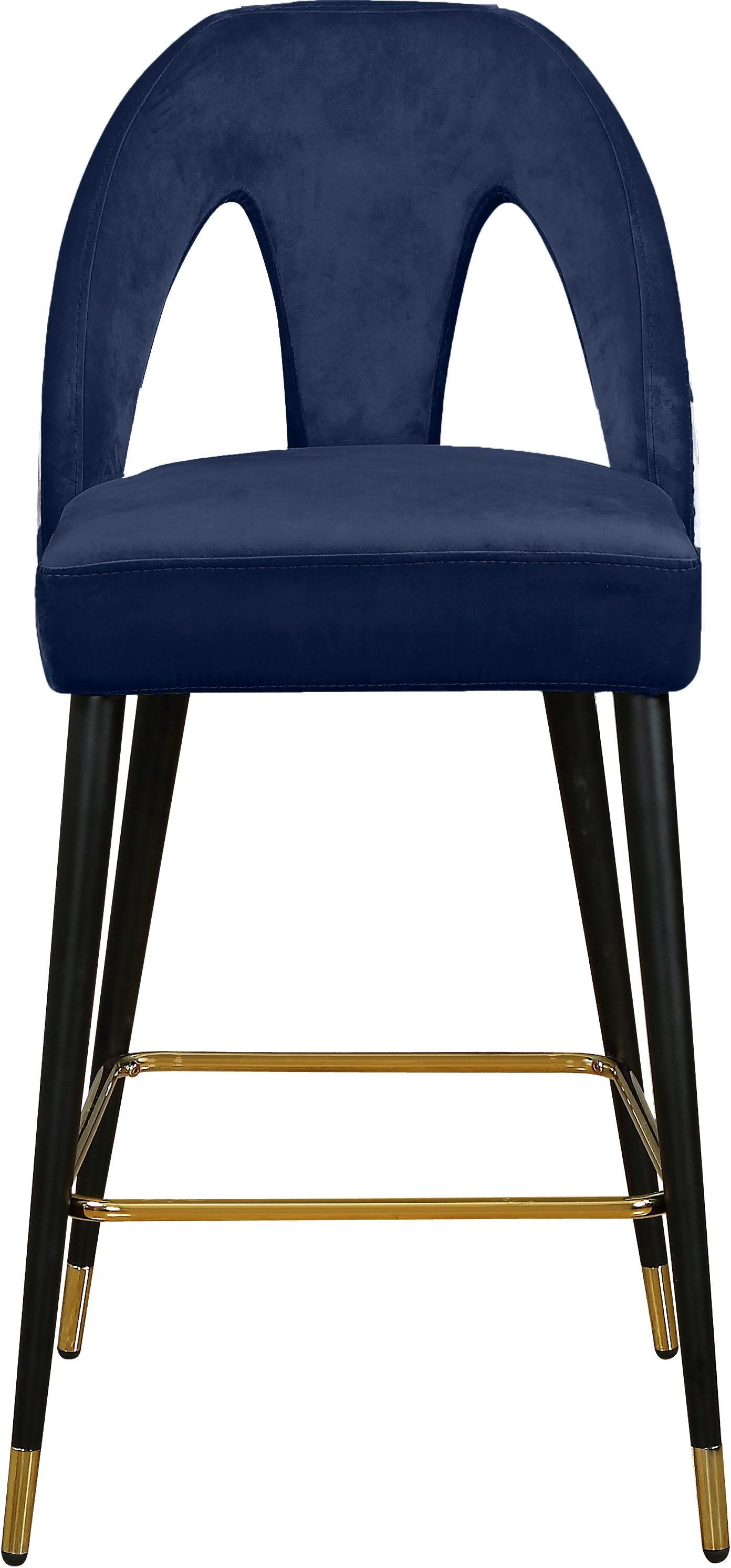 Akoya Navy Velvet Stool - Luxury Home Furniture (MI)