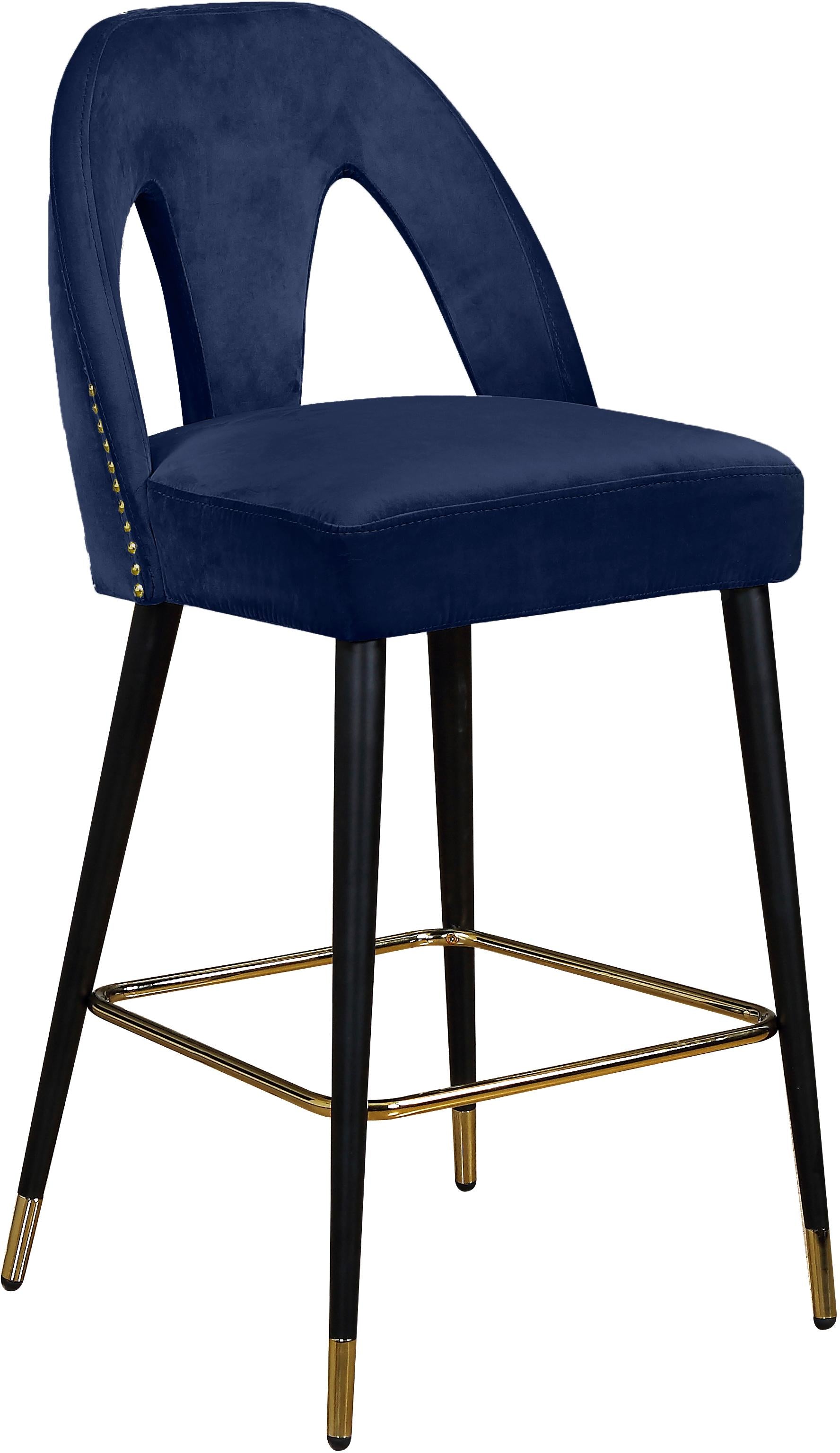 Akoya Navy Velvet Stool - Luxury Home Furniture (MI)