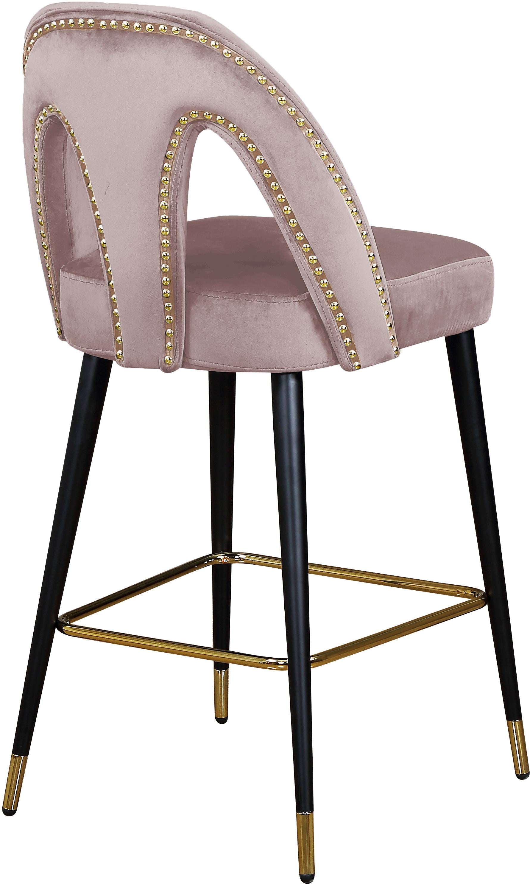 Akoya Pink Velvet Stool