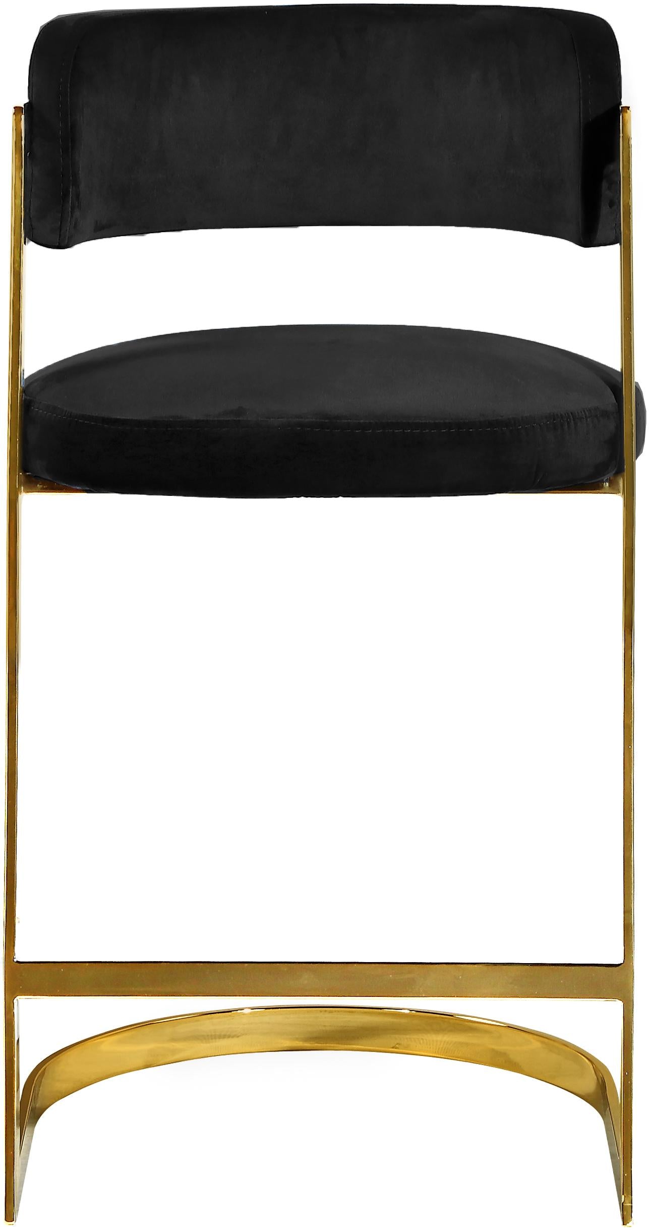 Stephanie Black Velvet Stool - Luxury Home Furniture (MI)