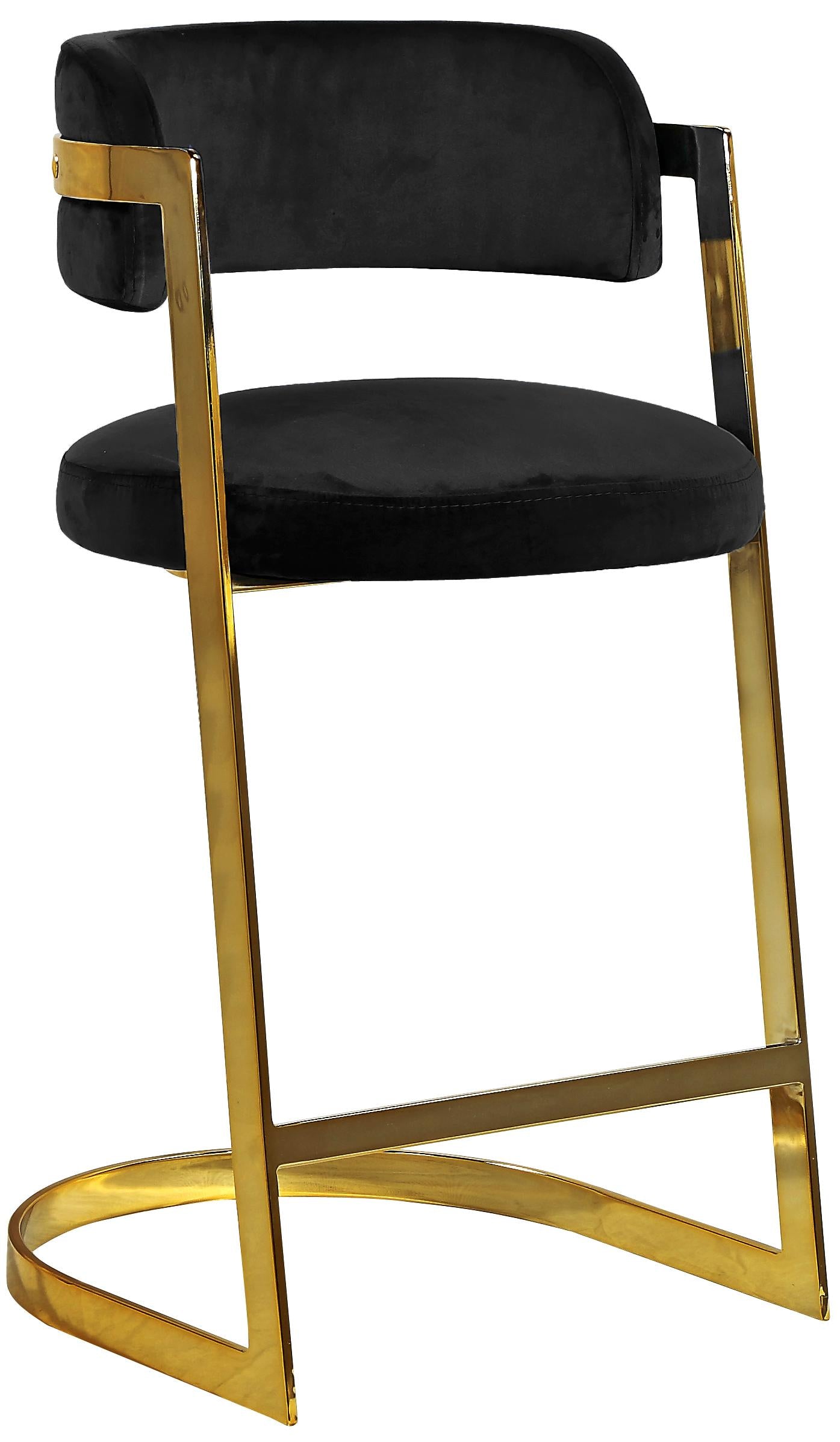 Stephanie Black Velvet Stool - Luxury Home Furniture (MI)