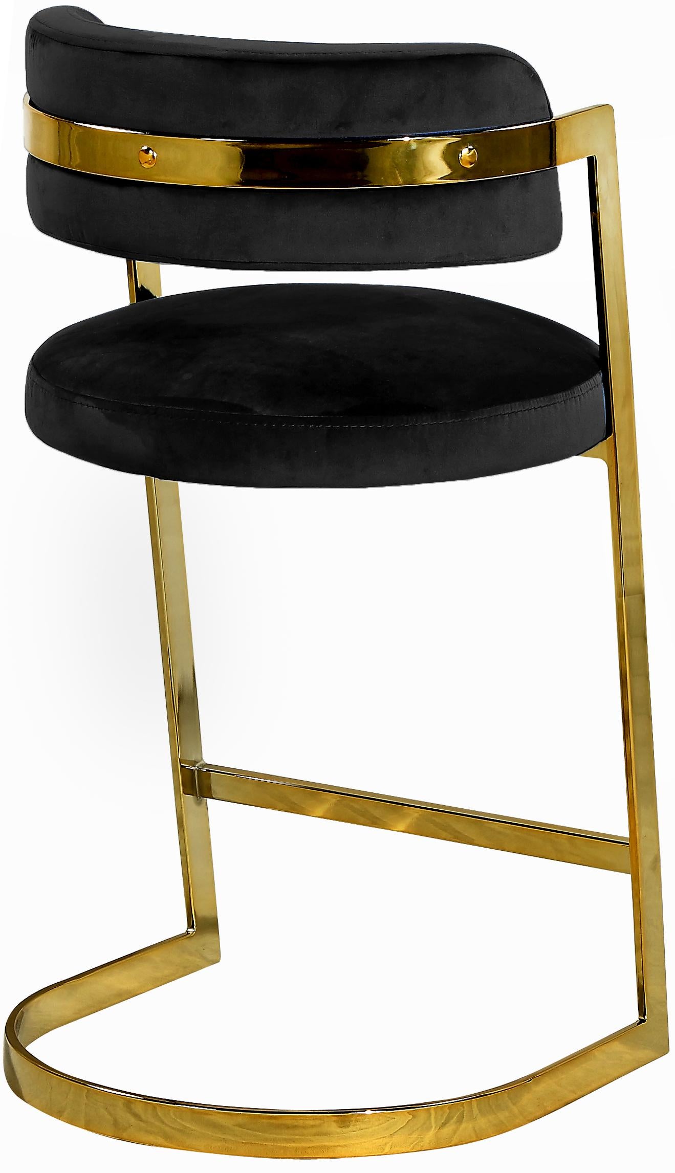 Stephanie Black Velvet Stool - Luxury Home Furniture (MI)