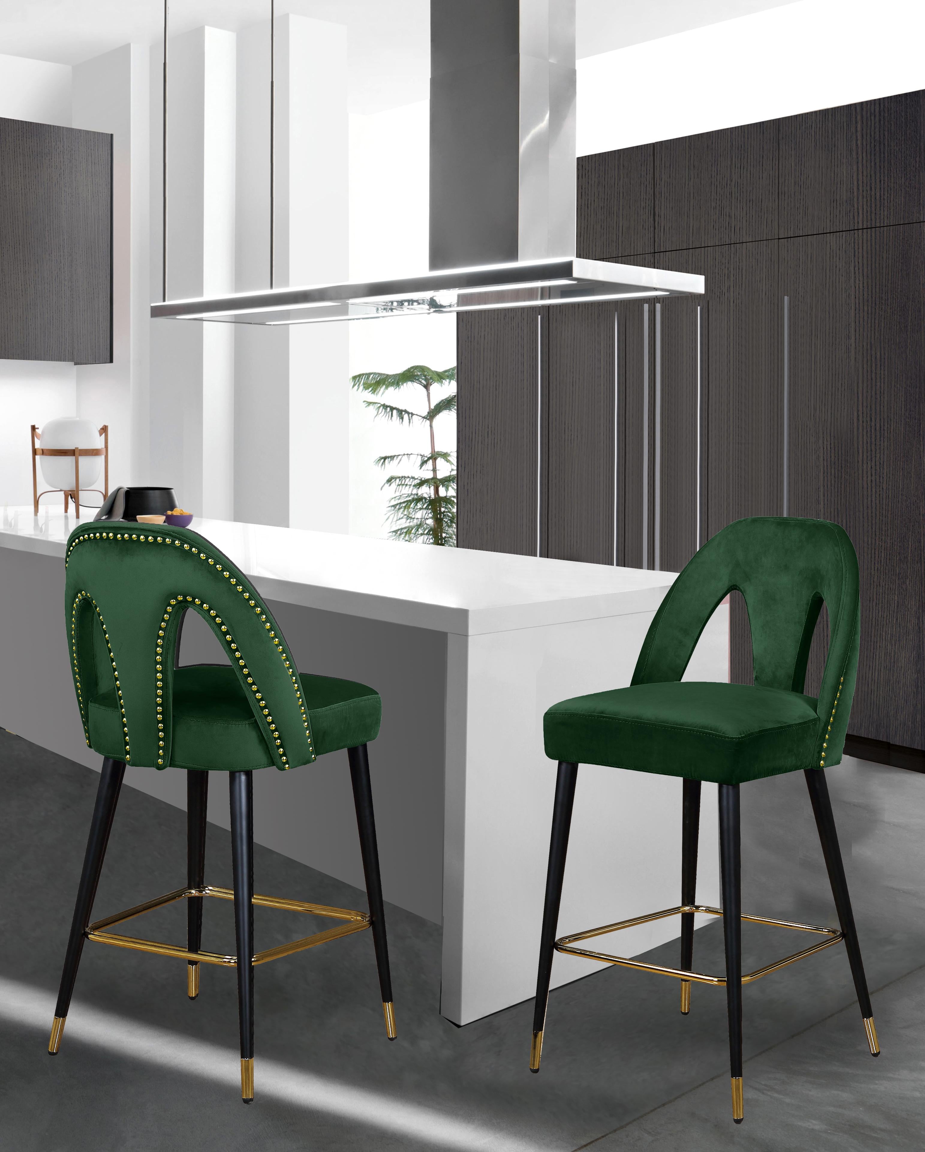 Akoya Green Velvet Stool - Luxury Home Furniture (MI)