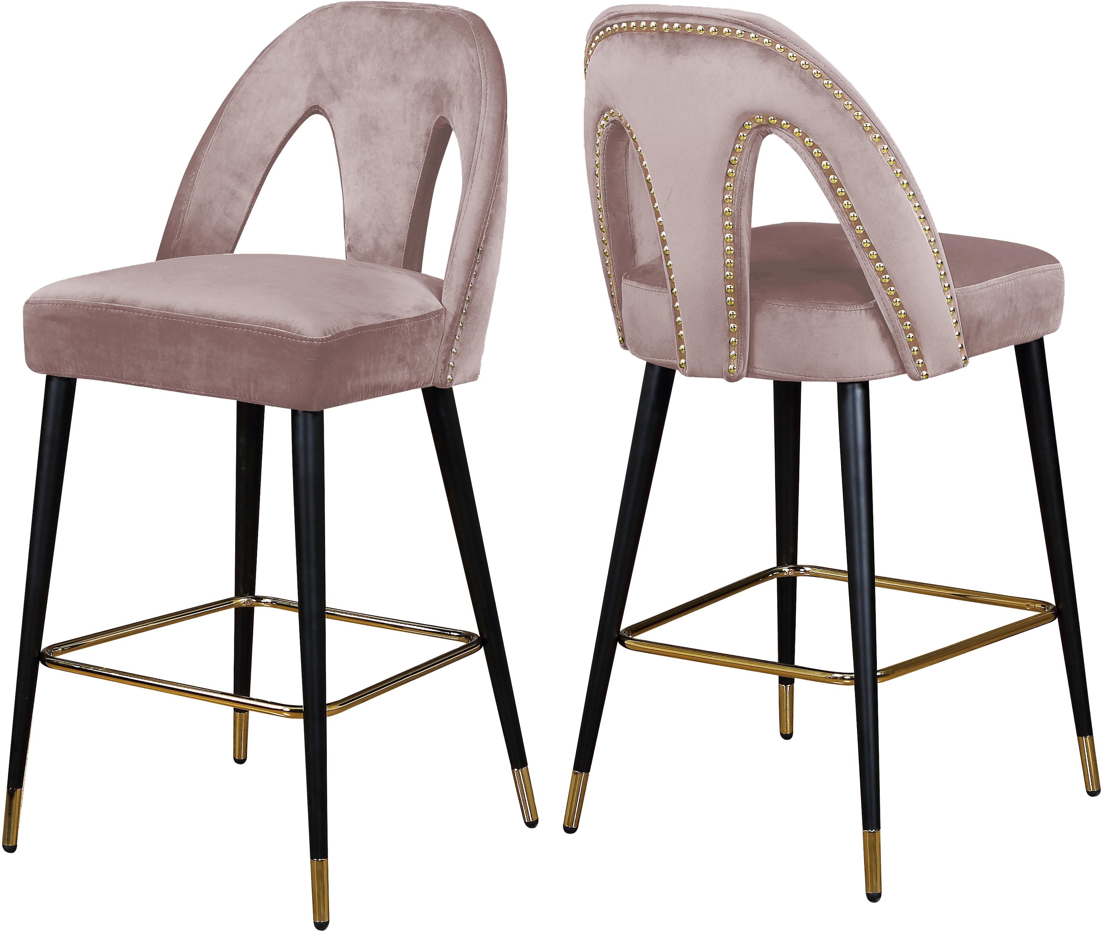 Akoya Pink Velvet Stool - Luxury Home Furniture (MI)