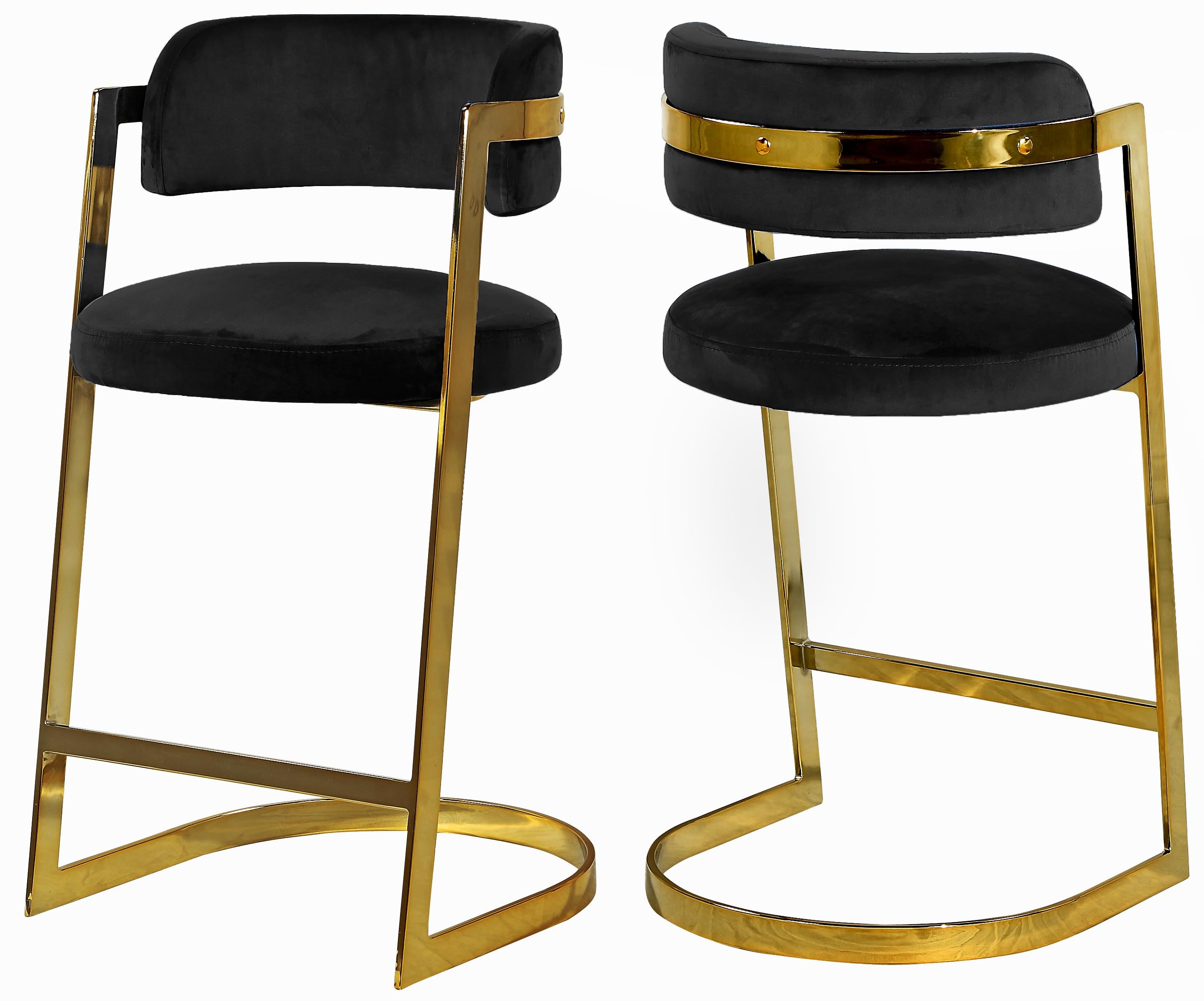 Stephanie Black Velvet Stool - Luxury Home Furniture (MI)
