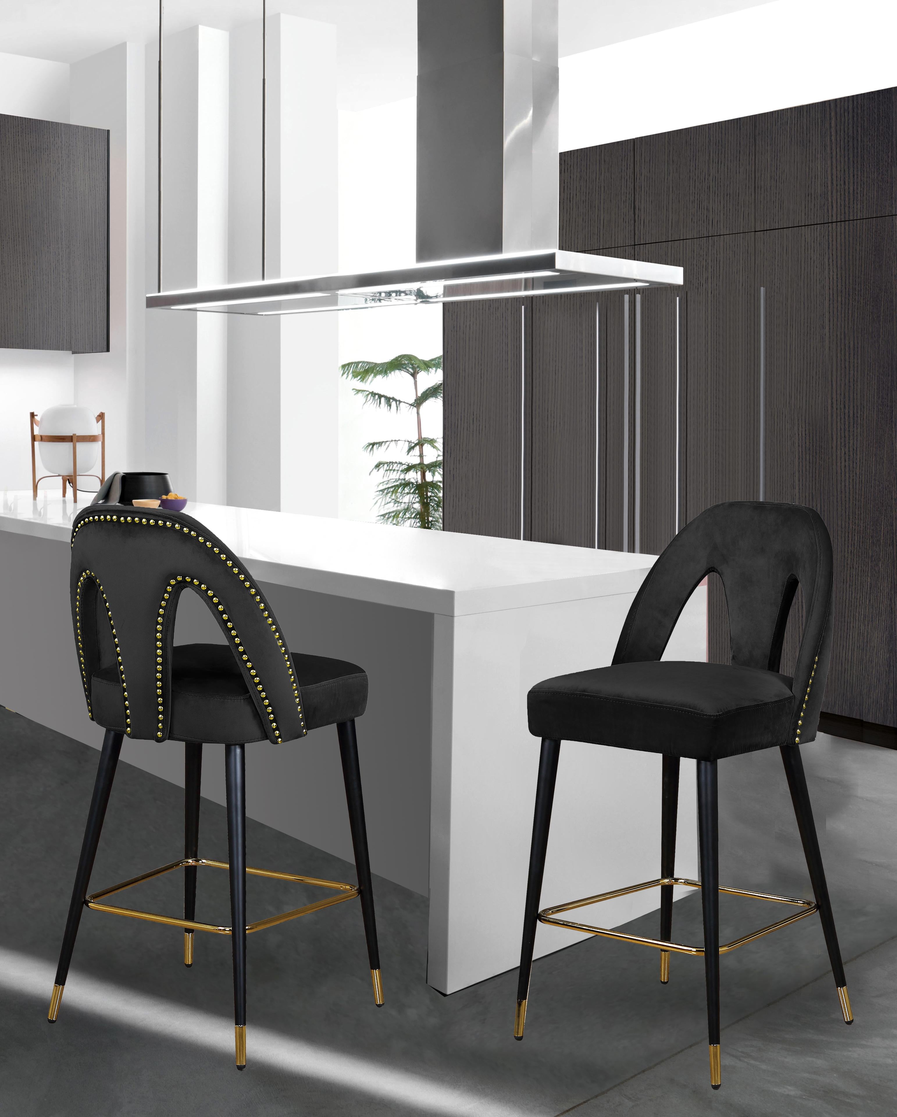 Akoya Black Velvet Stool - Luxury Home Furniture (MI)