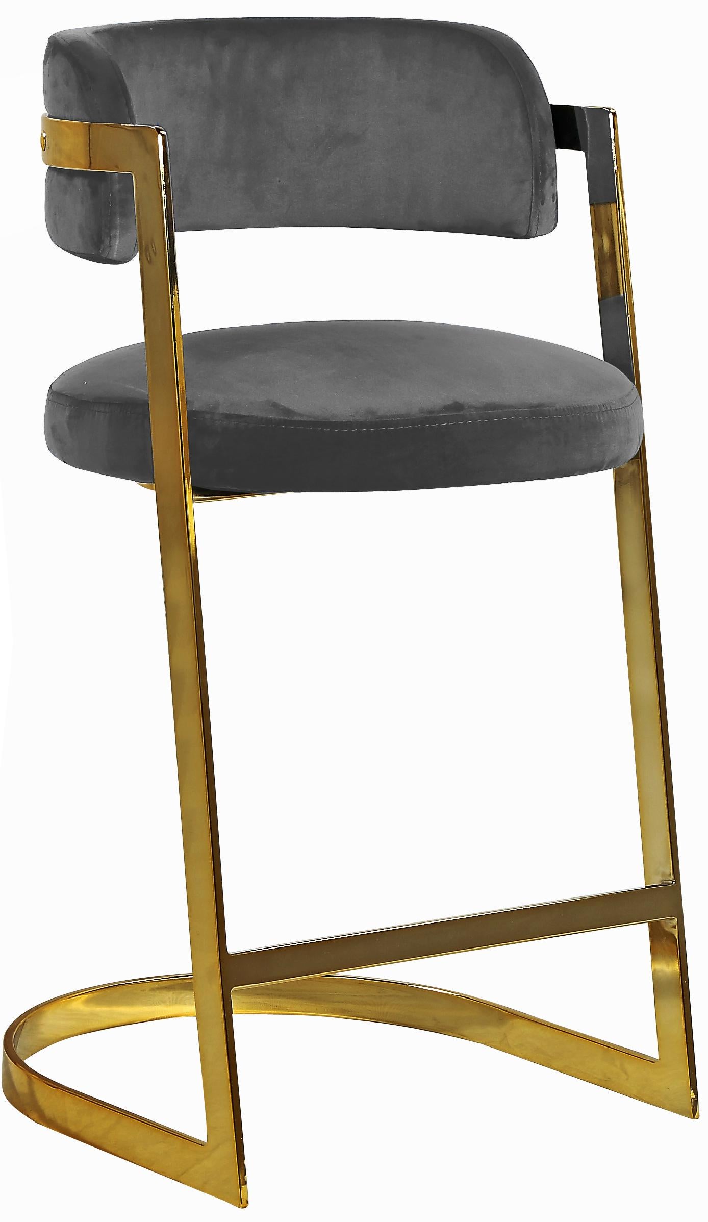 Stephanie Grey Velvet Stool - Luxury Home Furniture (MI)