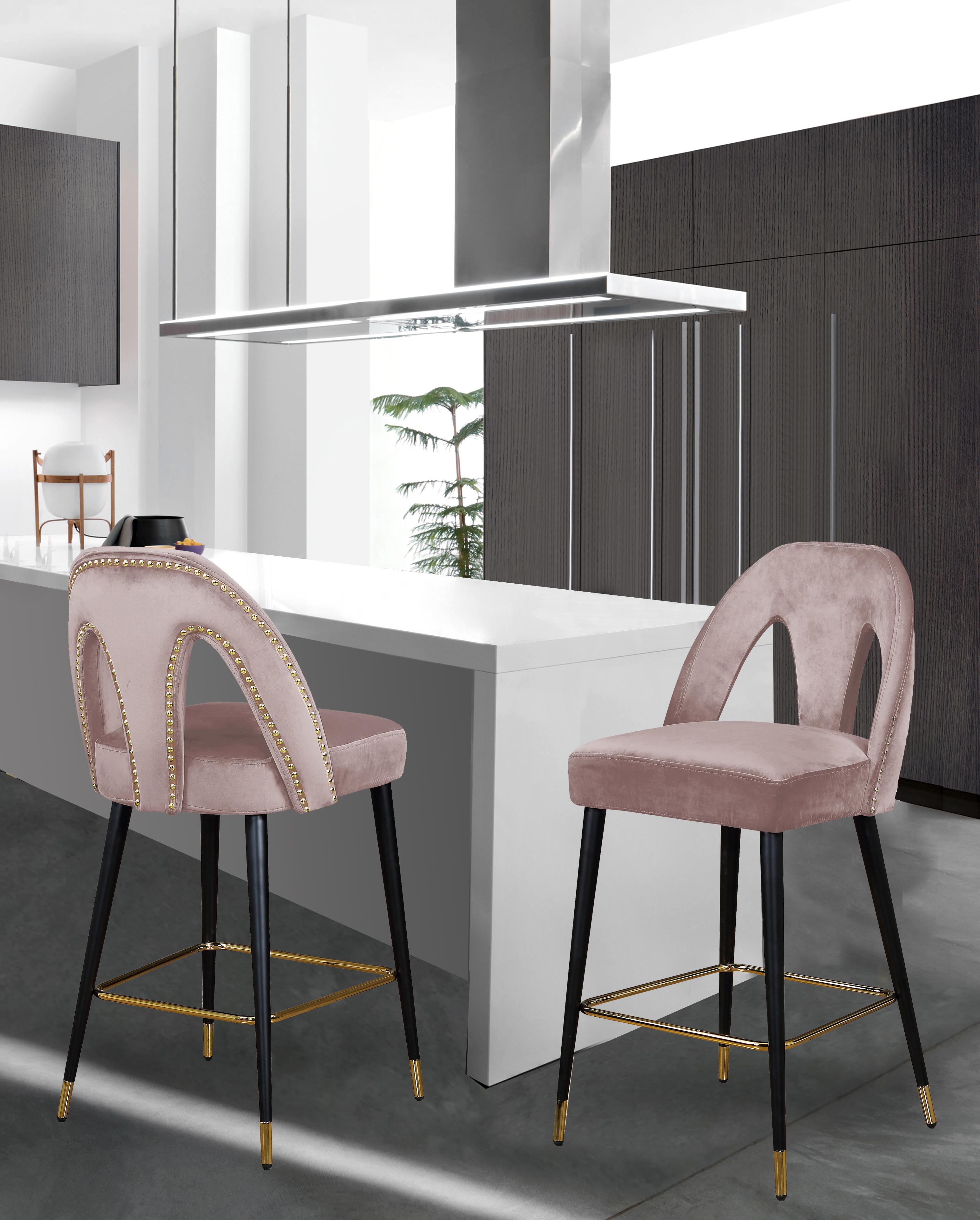 Akoya Pink Velvet Stool - Luxury Home Furniture (MI)