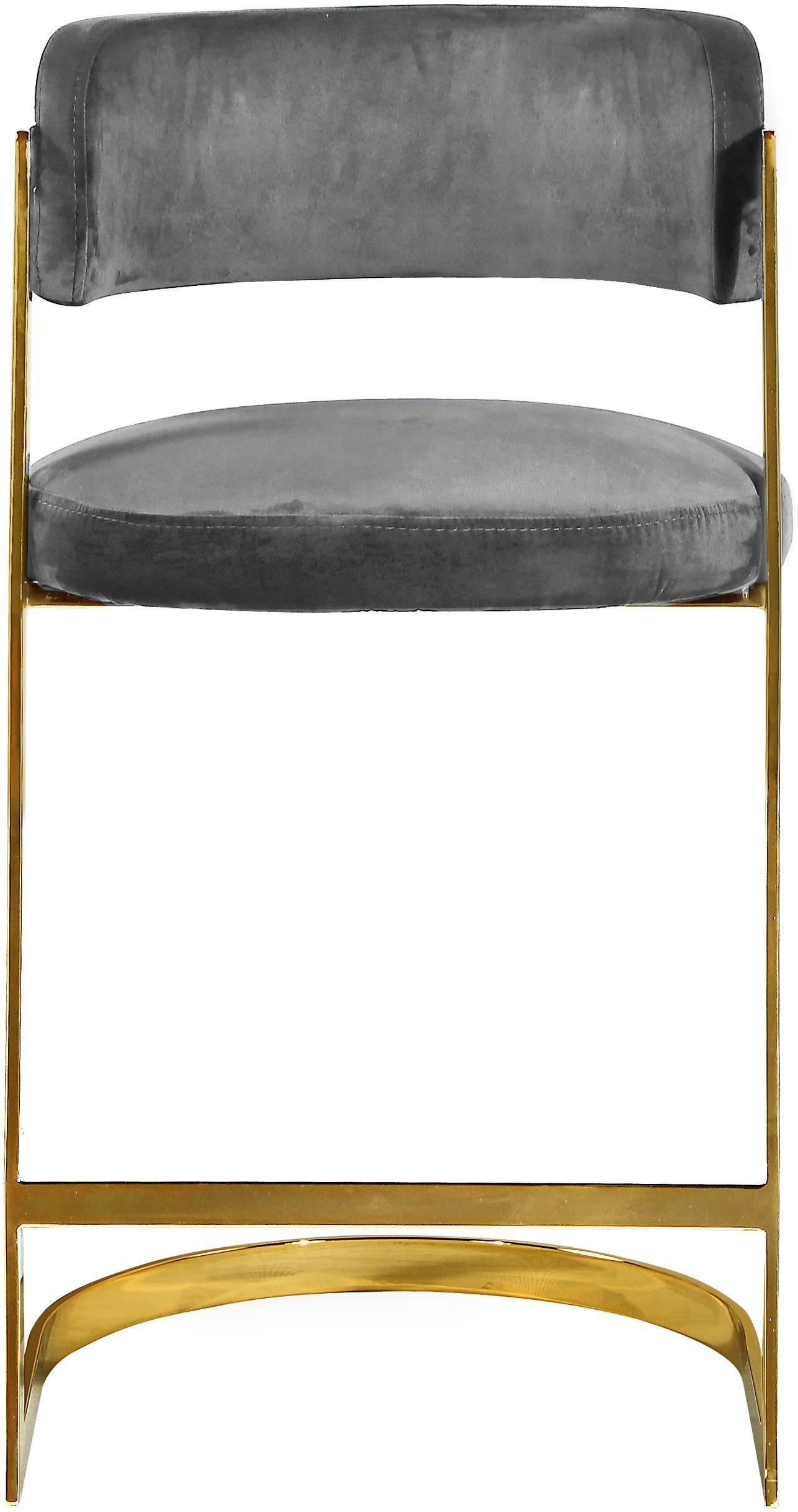 Stephanie Grey Velvet Stool - Luxury Home Furniture (MI)
