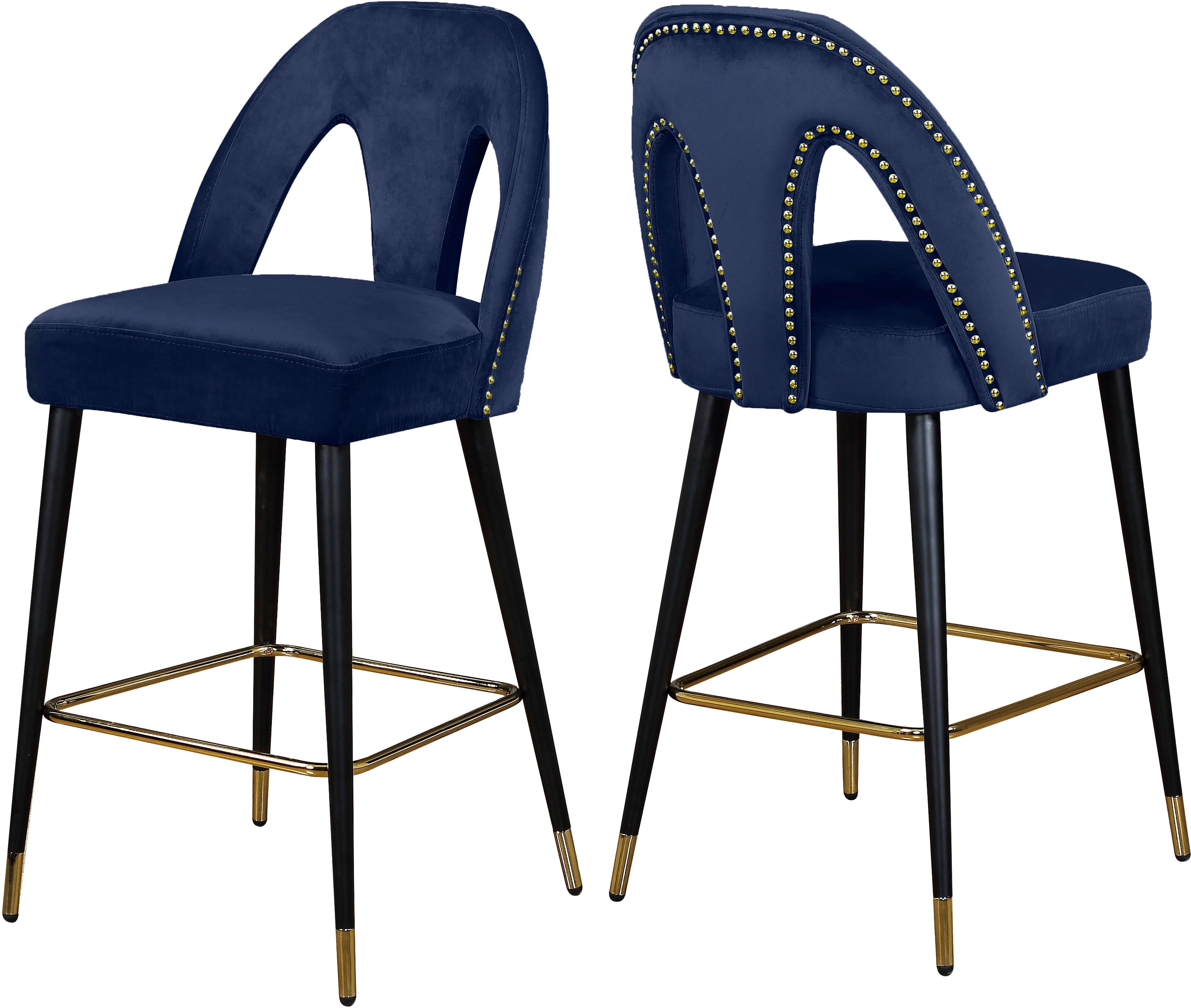 Akoya Navy Velvet Stool - Luxury Home Furniture (MI)