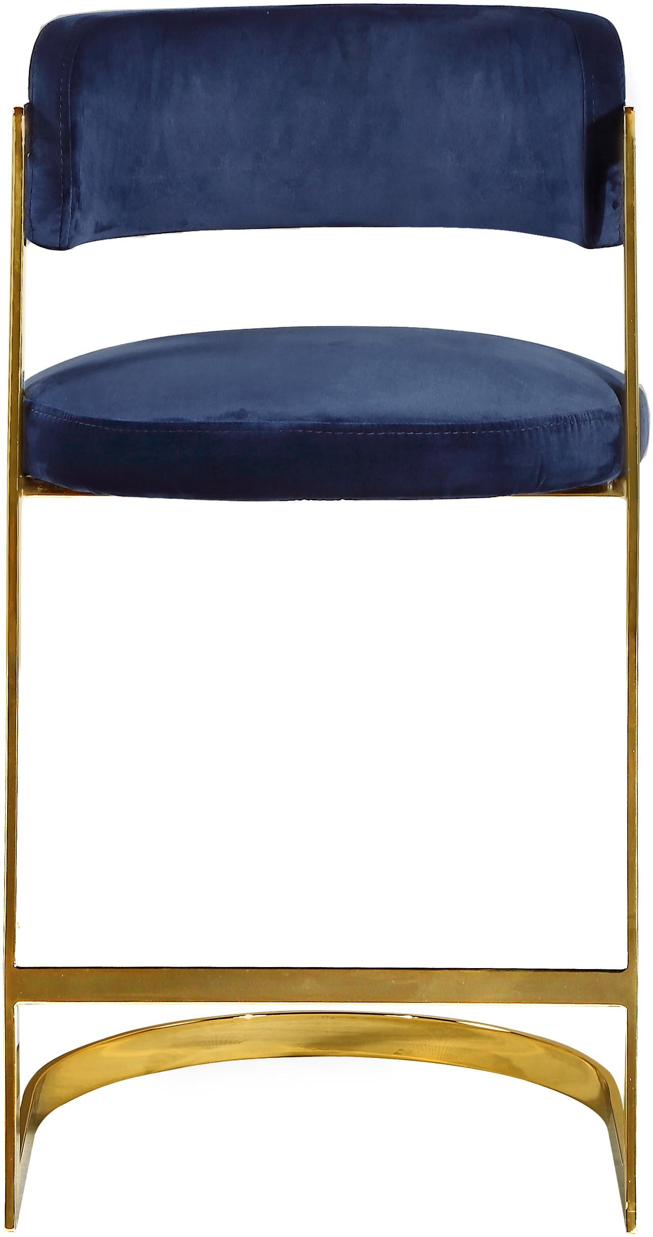 Stephanie Navy Velvet Stool - Luxury Home Furniture (MI)