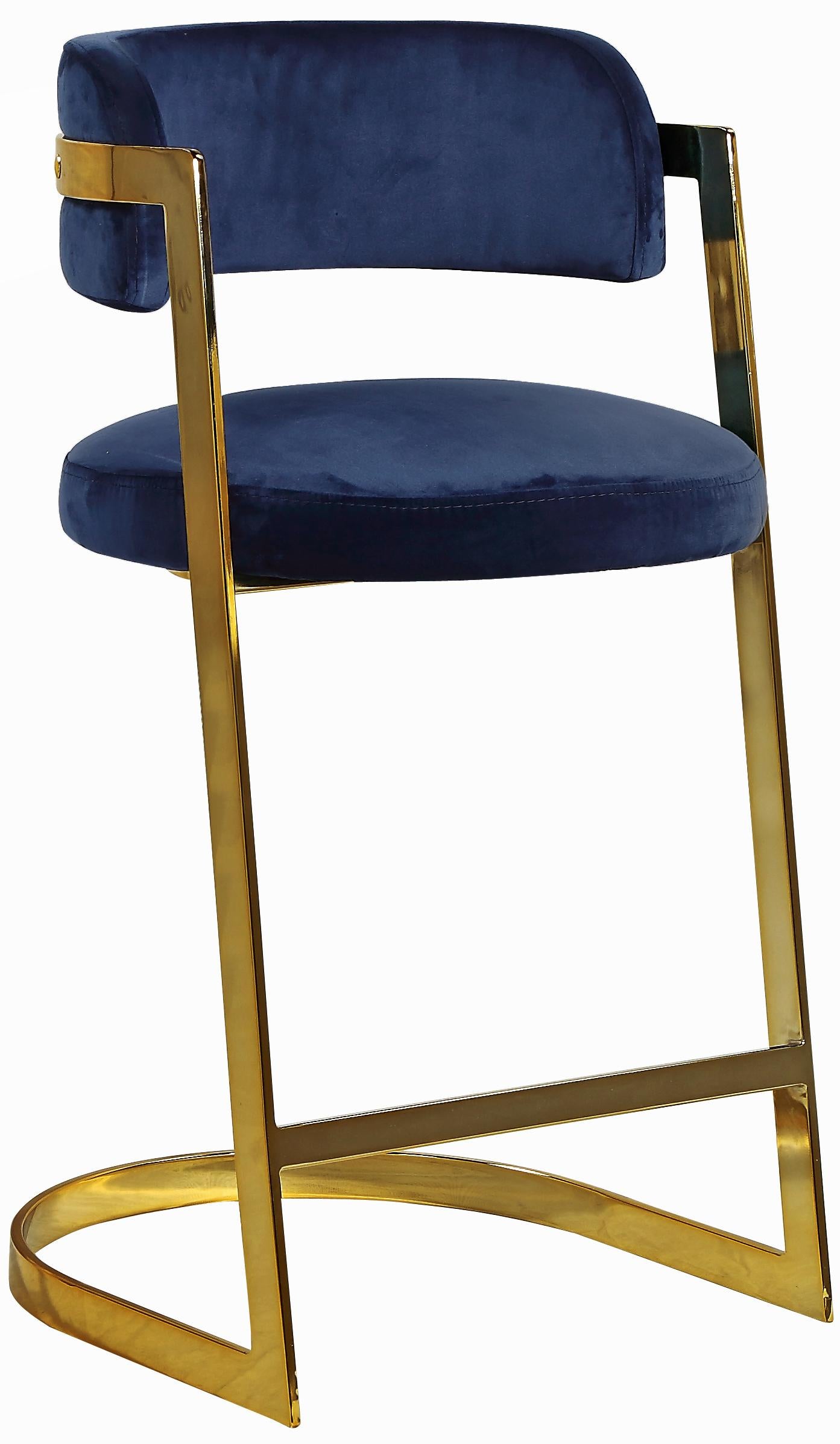 Stephanie Navy Velvet Stool - Luxury Home Furniture (MI)