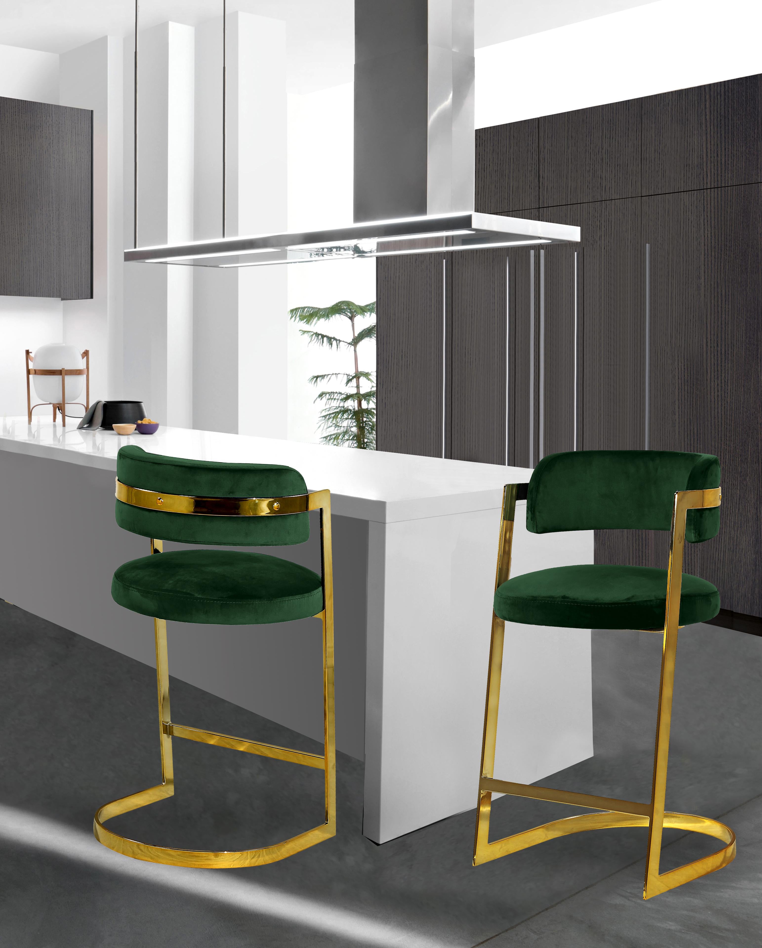 Stephanie Green Velvet Stool - Luxury Home Furniture (MI)