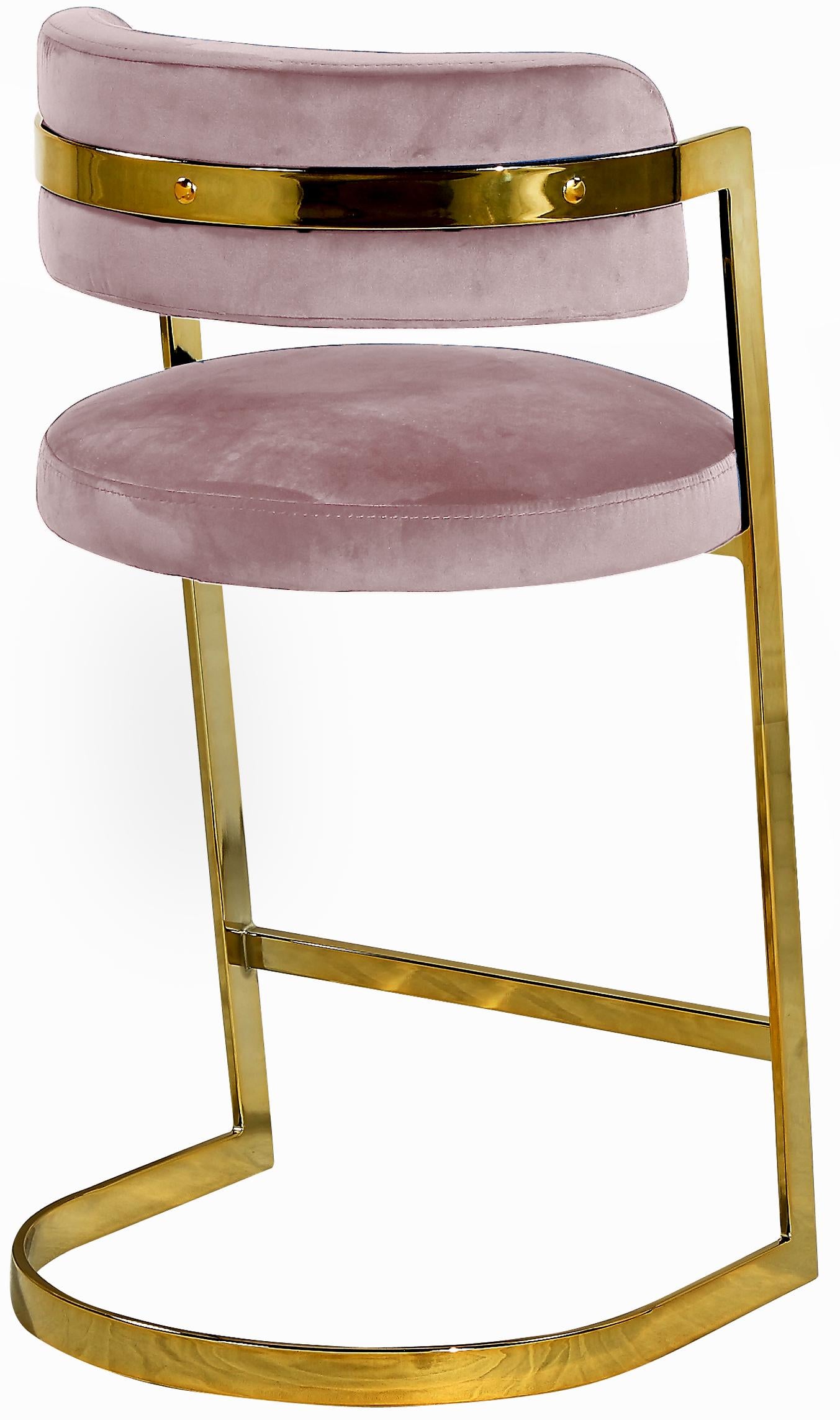 Stephanie Pink Velvet Stool - Luxury Home Furniture (MI)