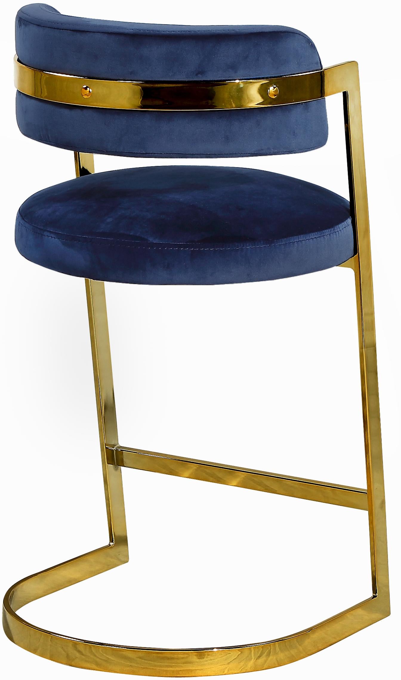 Stephanie Navy Velvet Stool - Luxury Home Furniture (MI)