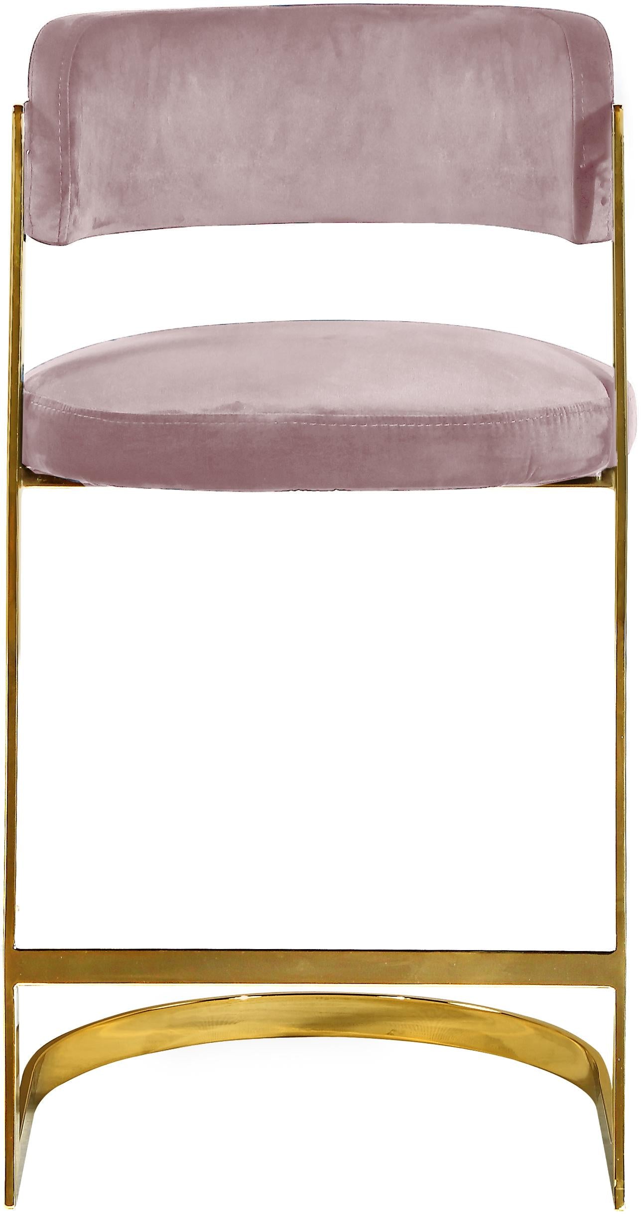 Stephanie Pink Velvet Stool - Luxury Home Furniture (MI)