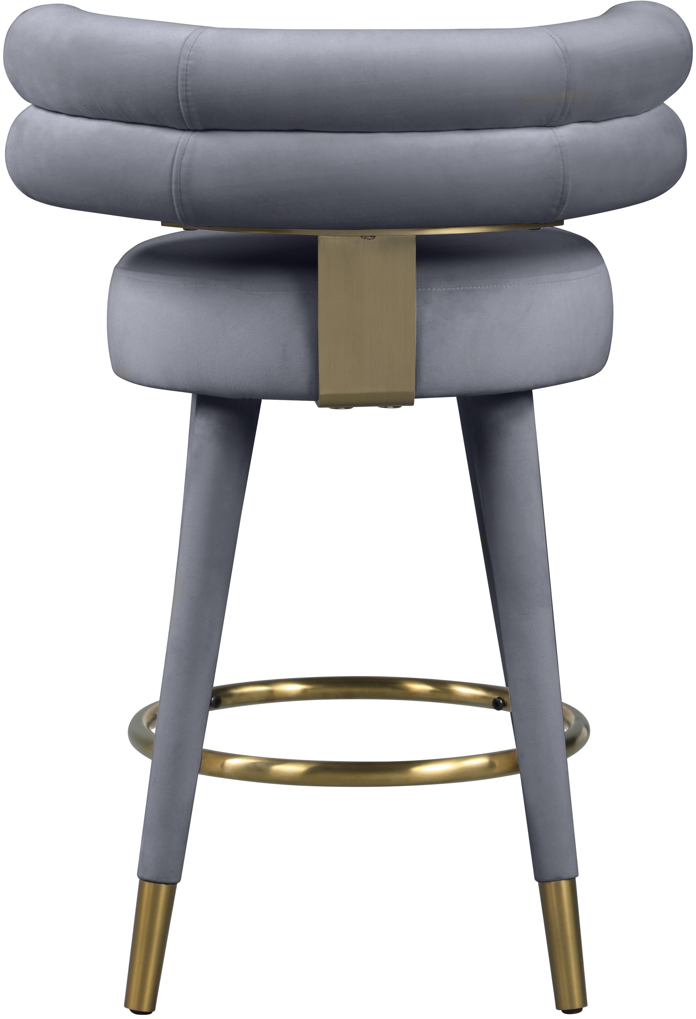 Fitzroy Grey Velvet Counter Stool - Luxury Home Furniture (MI)