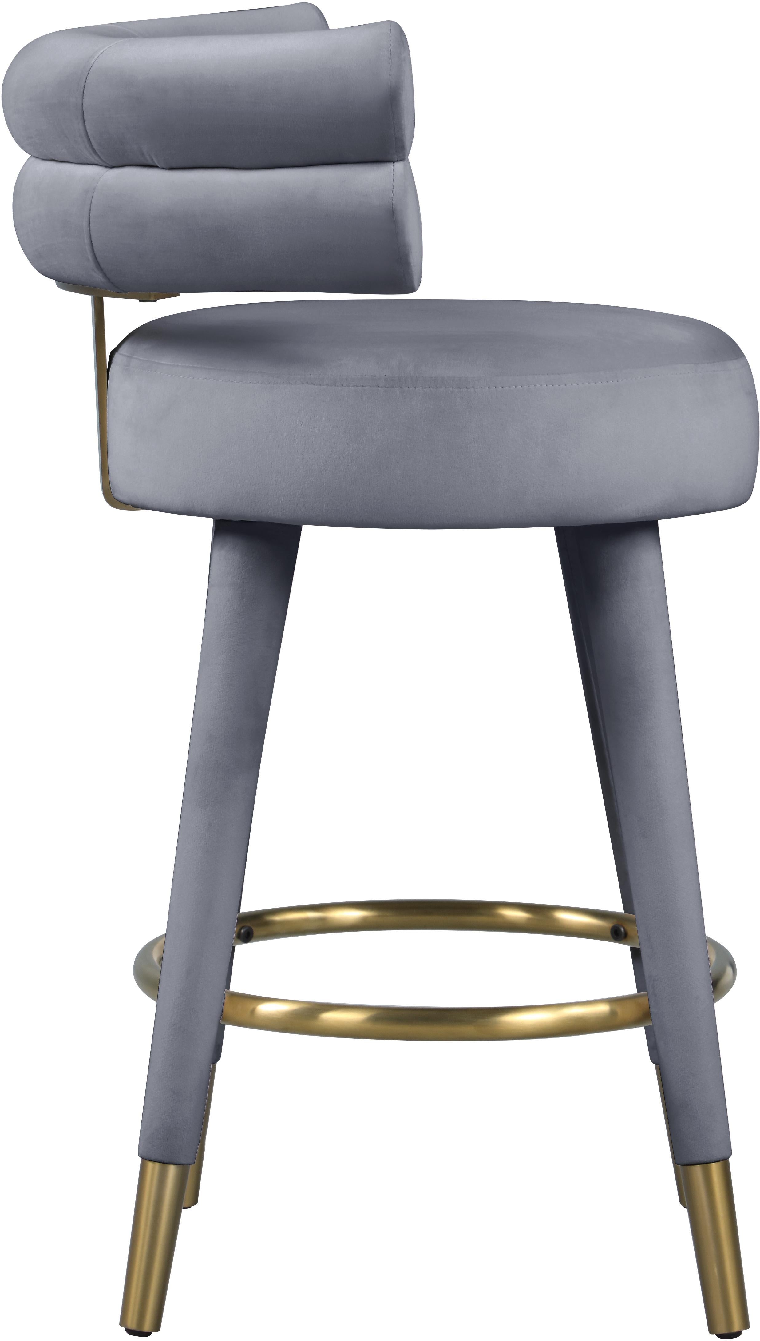 Fitzroy Grey Velvet Counter Stool - Luxury Home Furniture (MI)