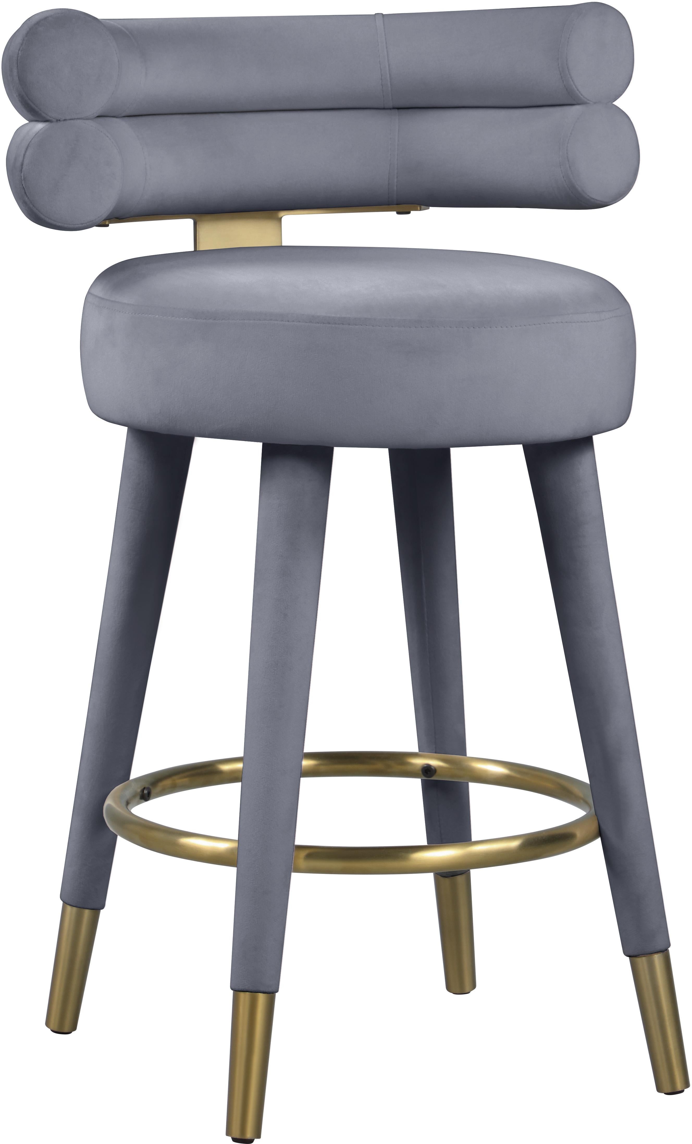 Fitzroy Grey Velvet Counter Stool - Luxury Home Furniture (MI)