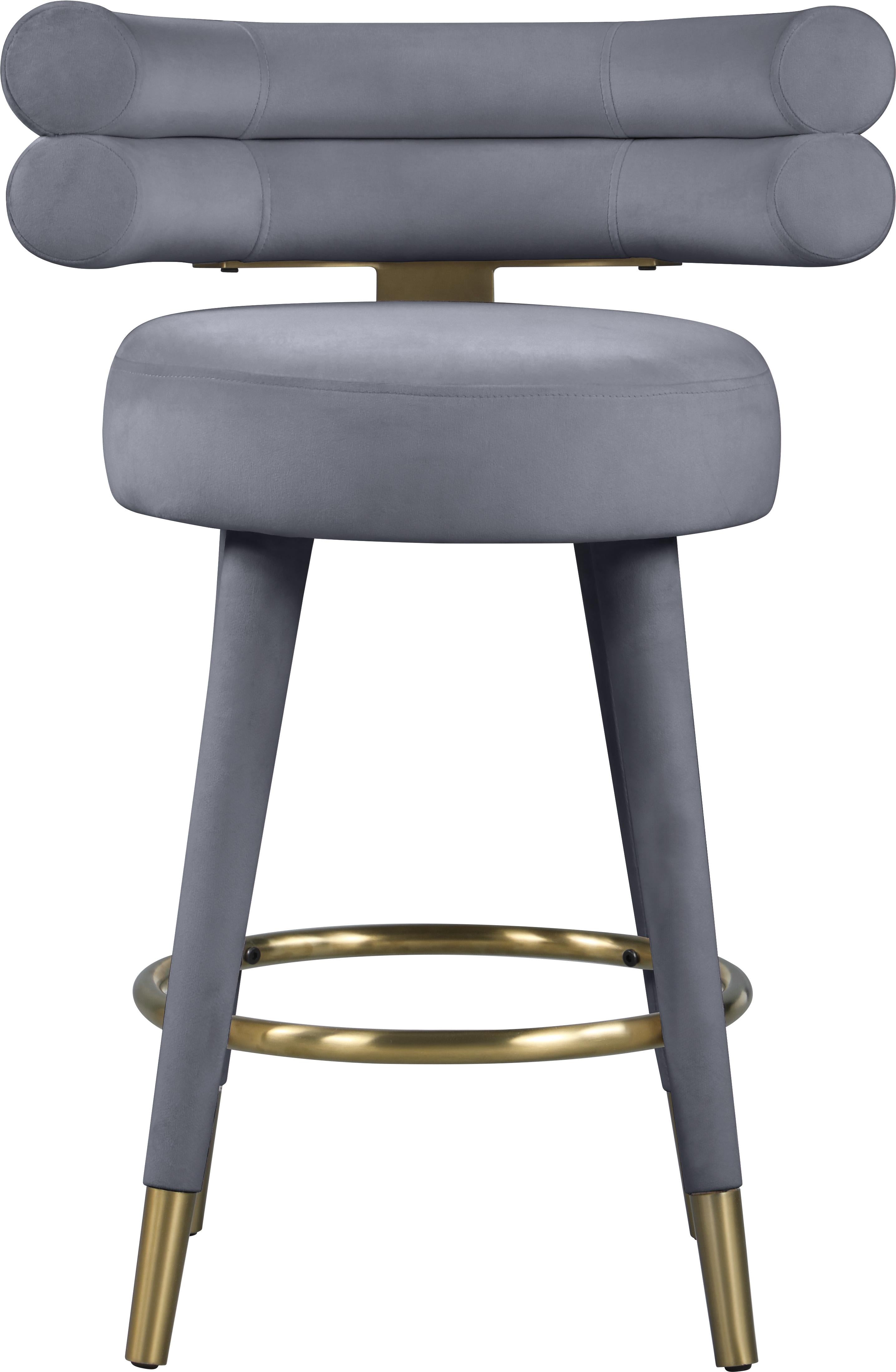 Fitzroy Grey Velvet Counter Stool - Luxury Home Furniture (MI)