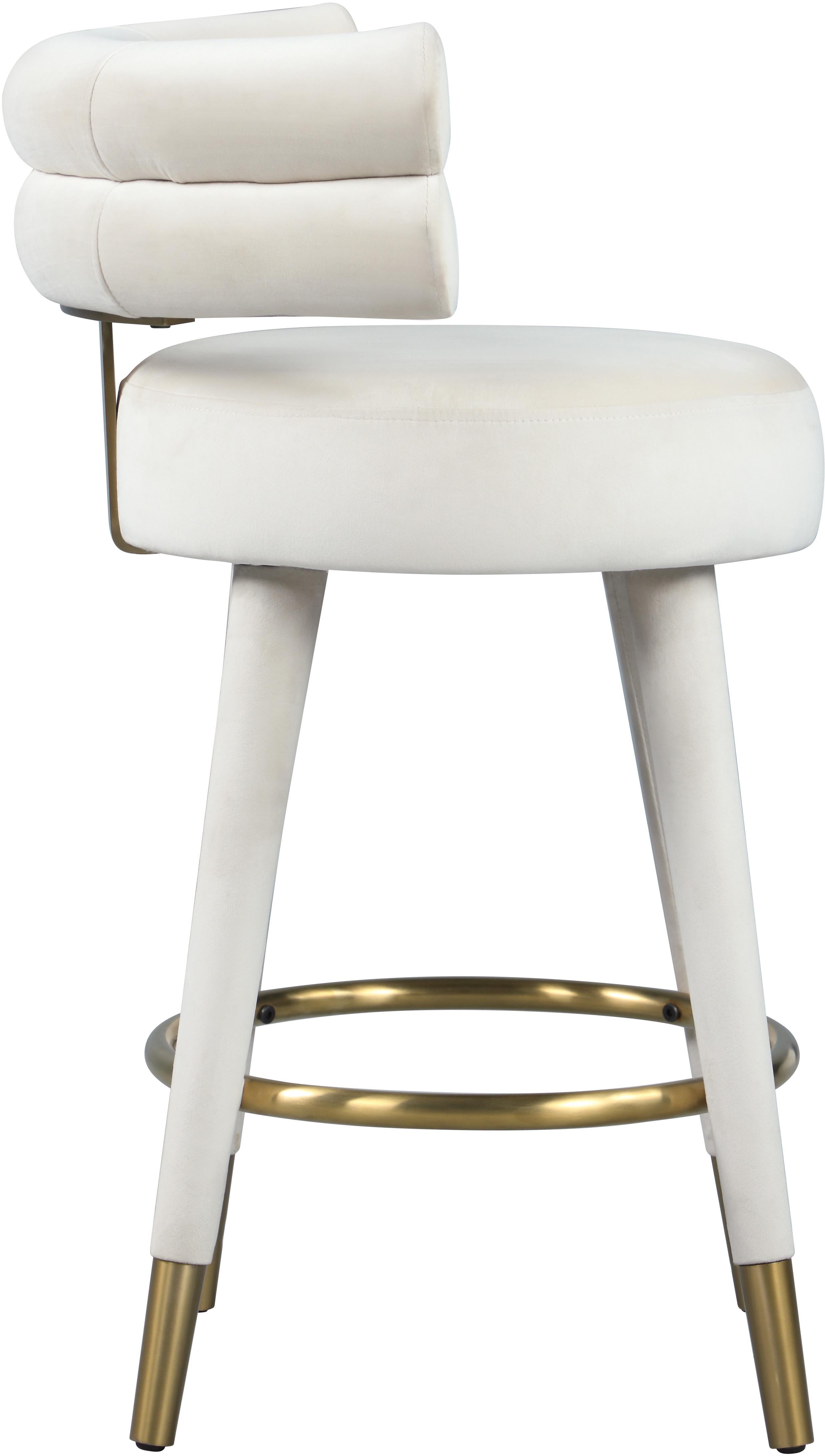 Fitzroy Cream Velvet Counter Stool - Luxury Home Furniture (MI)