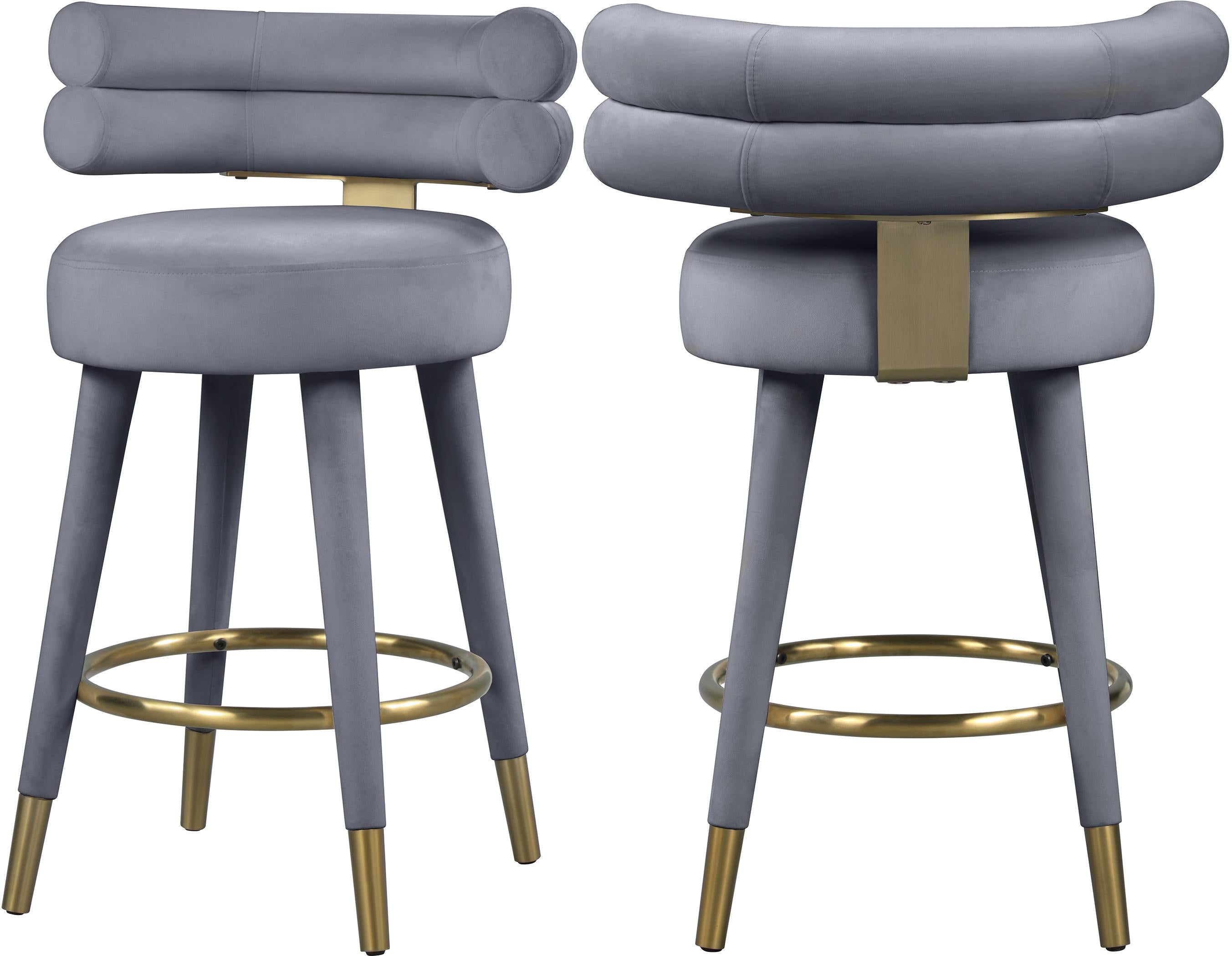 Fitzroy Grey Velvet Counter Stool - Luxury Home Furniture (MI)