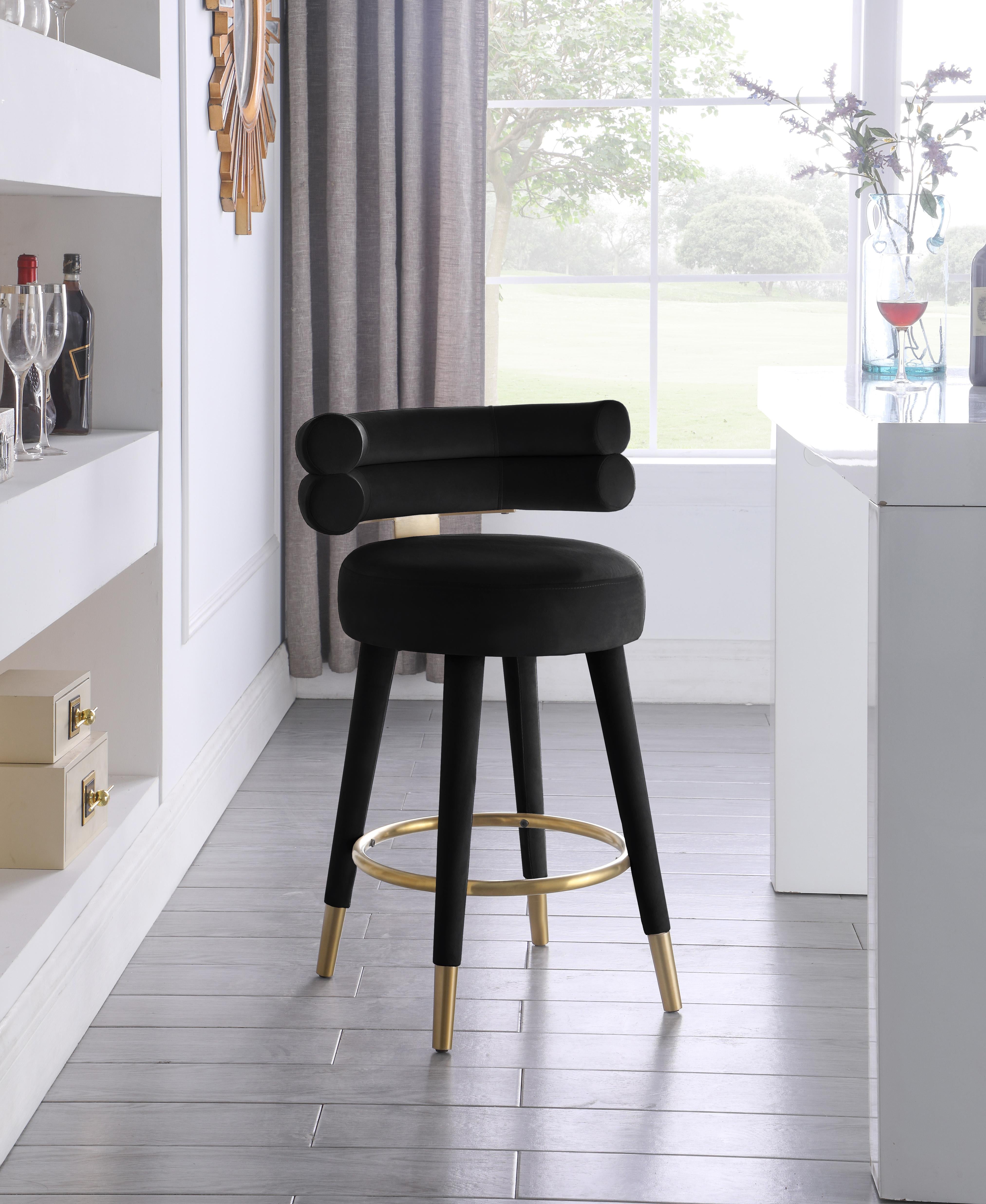 Fitzroy Black Velvet Counter Stool - Luxury Home Furniture (MI)