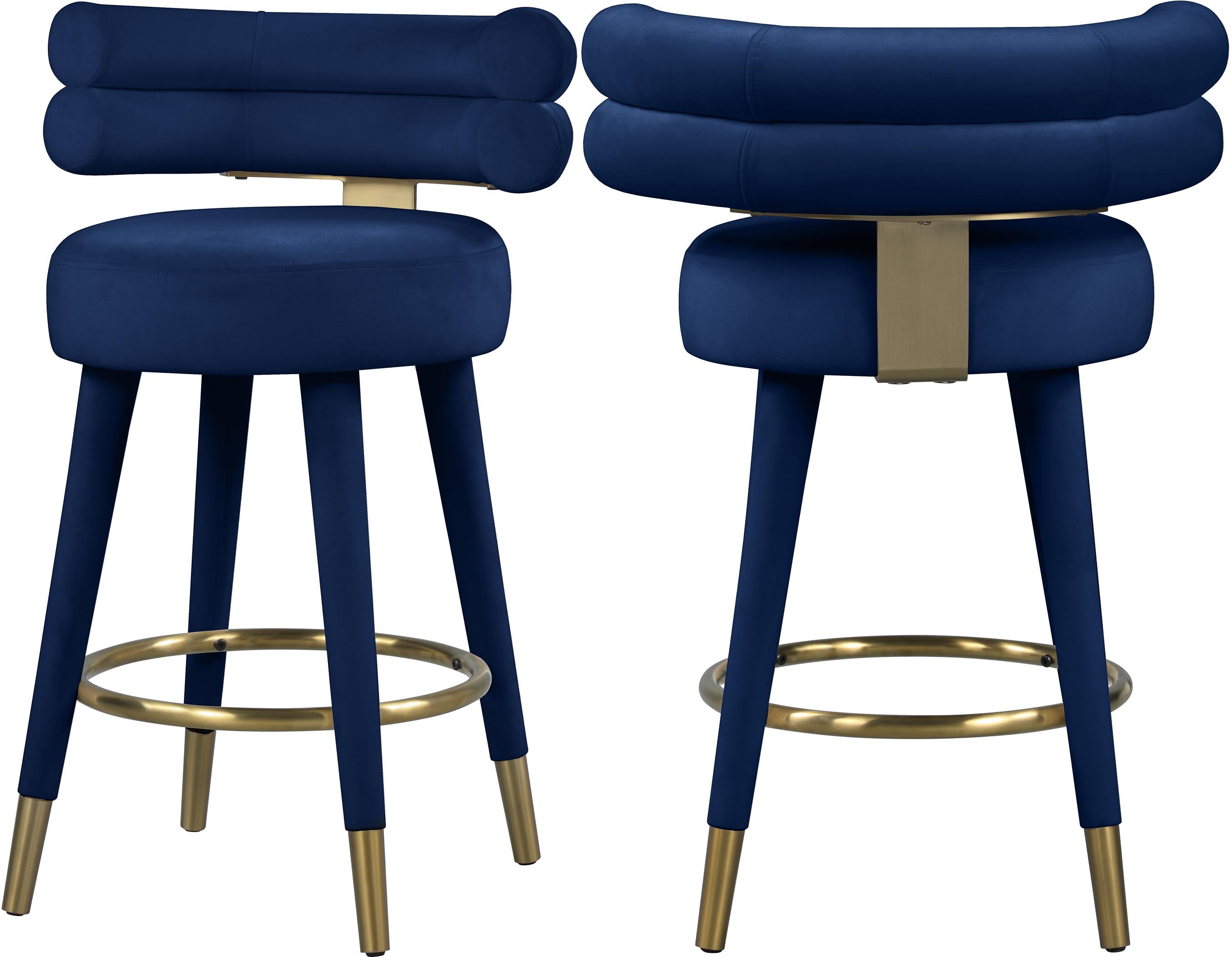 Fitzroy Navy Velvet Counter Stool - Luxury Home Furniture (MI)