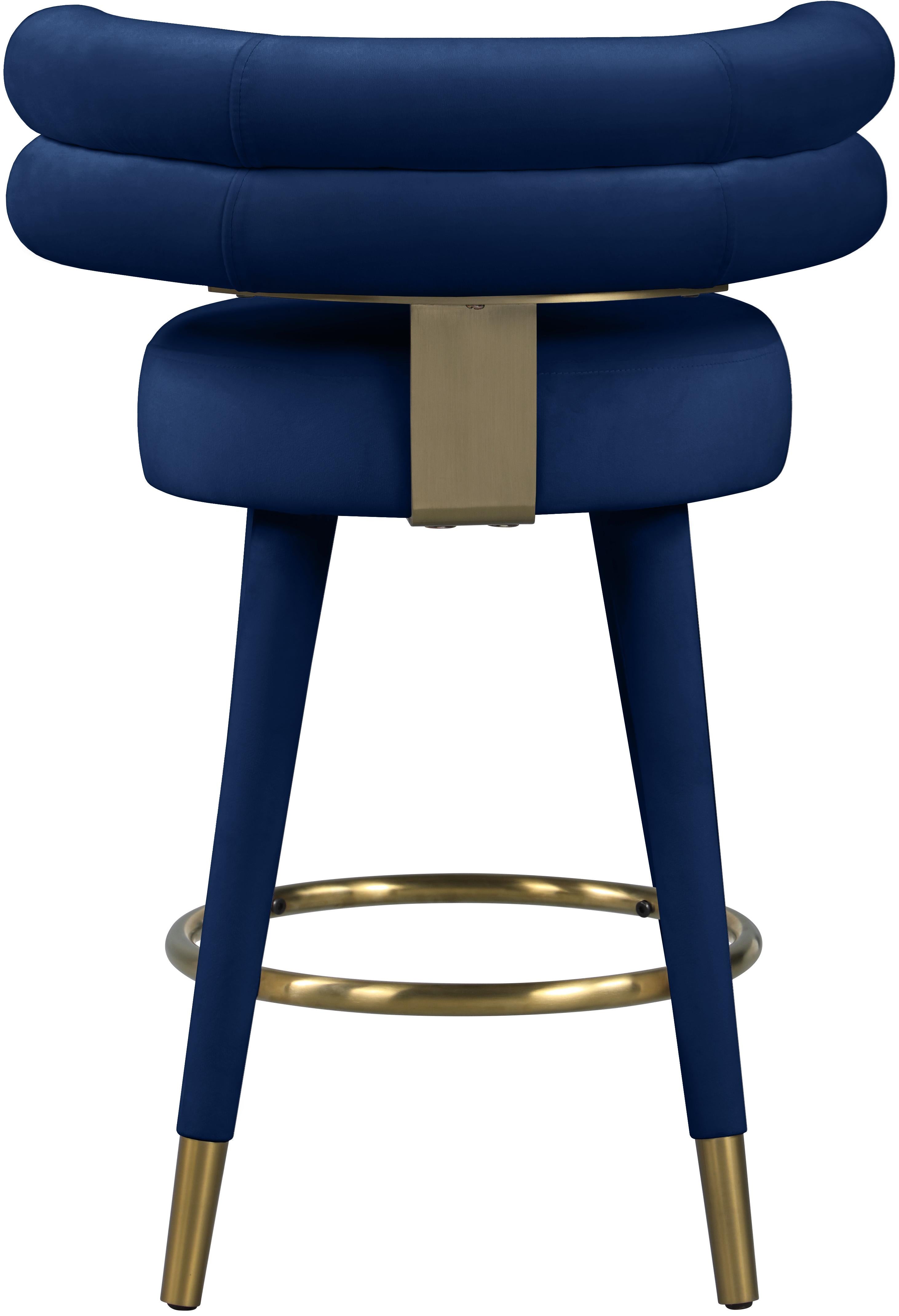 Fitzroy Navy Velvet Counter Stool - Luxury Home Furniture (MI)