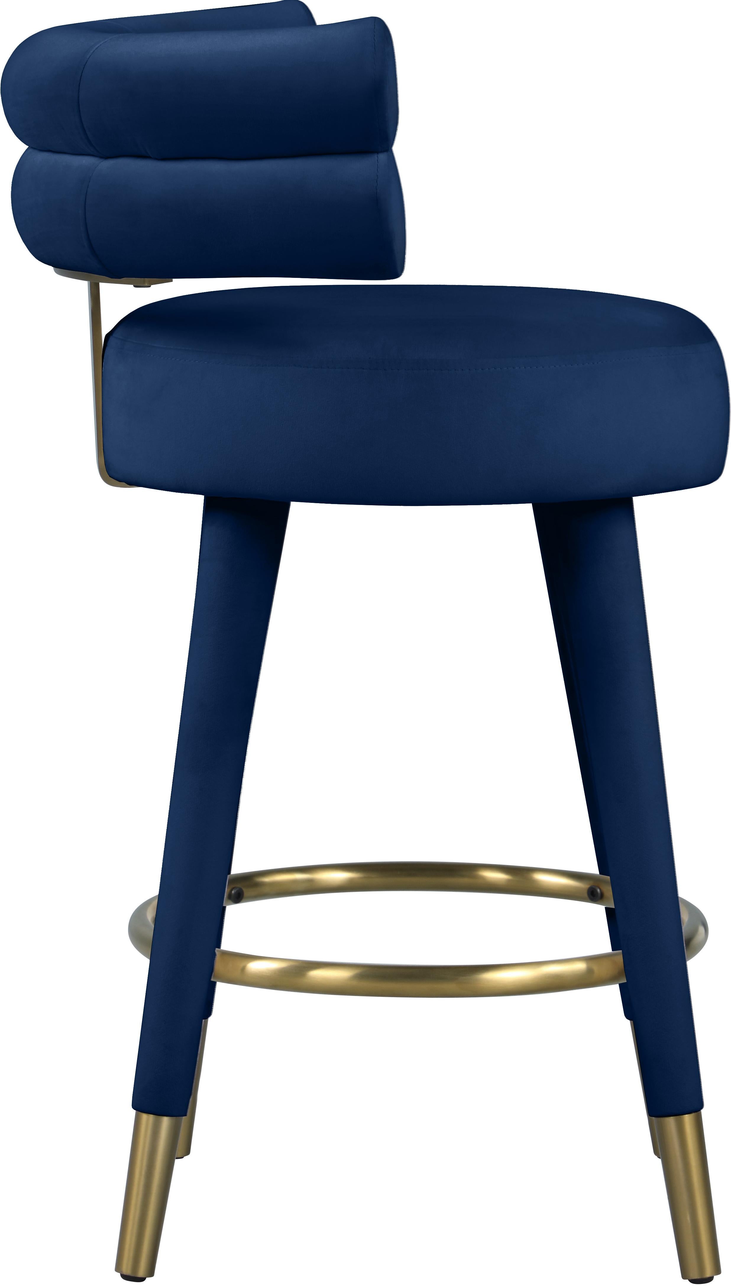 Fitzroy Navy Velvet Counter Stool - Luxury Home Furniture (MI)