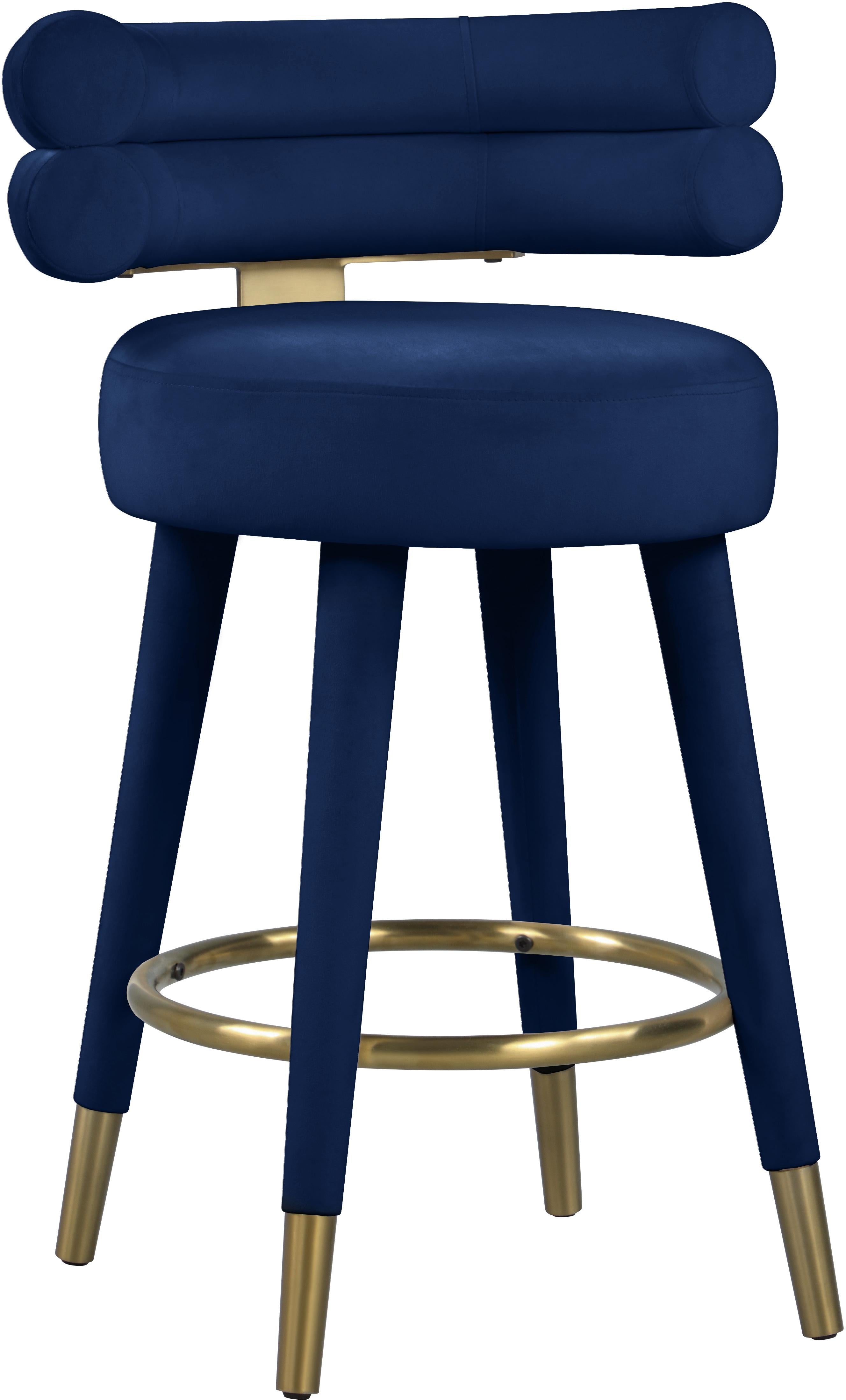 Fitzroy Navy Velvet Counter Stool - Luxury Home Furniture (MI)