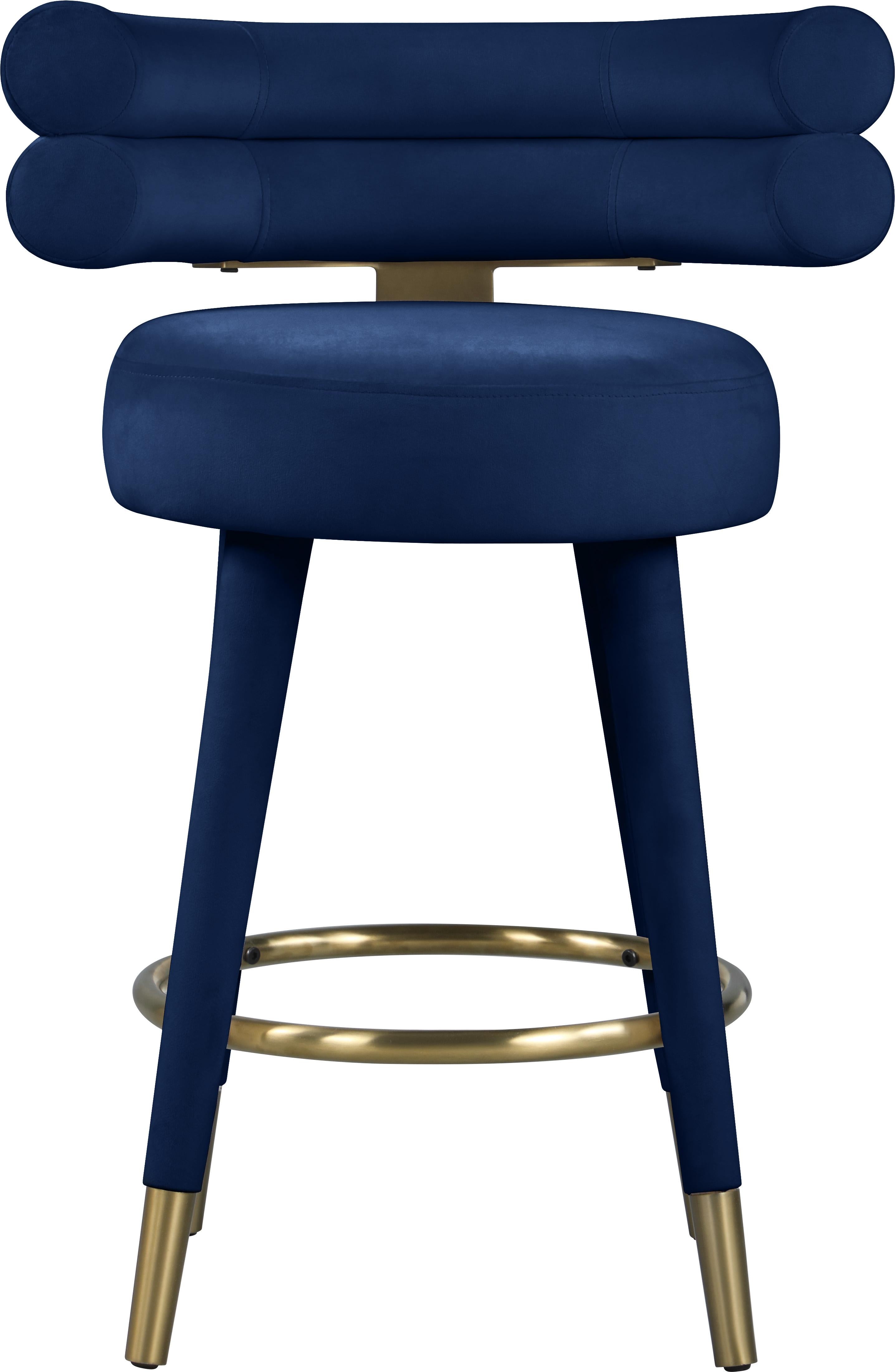 Fitzroy Navy Velvet Counter Stool - Luxury Home Furniture (MI)