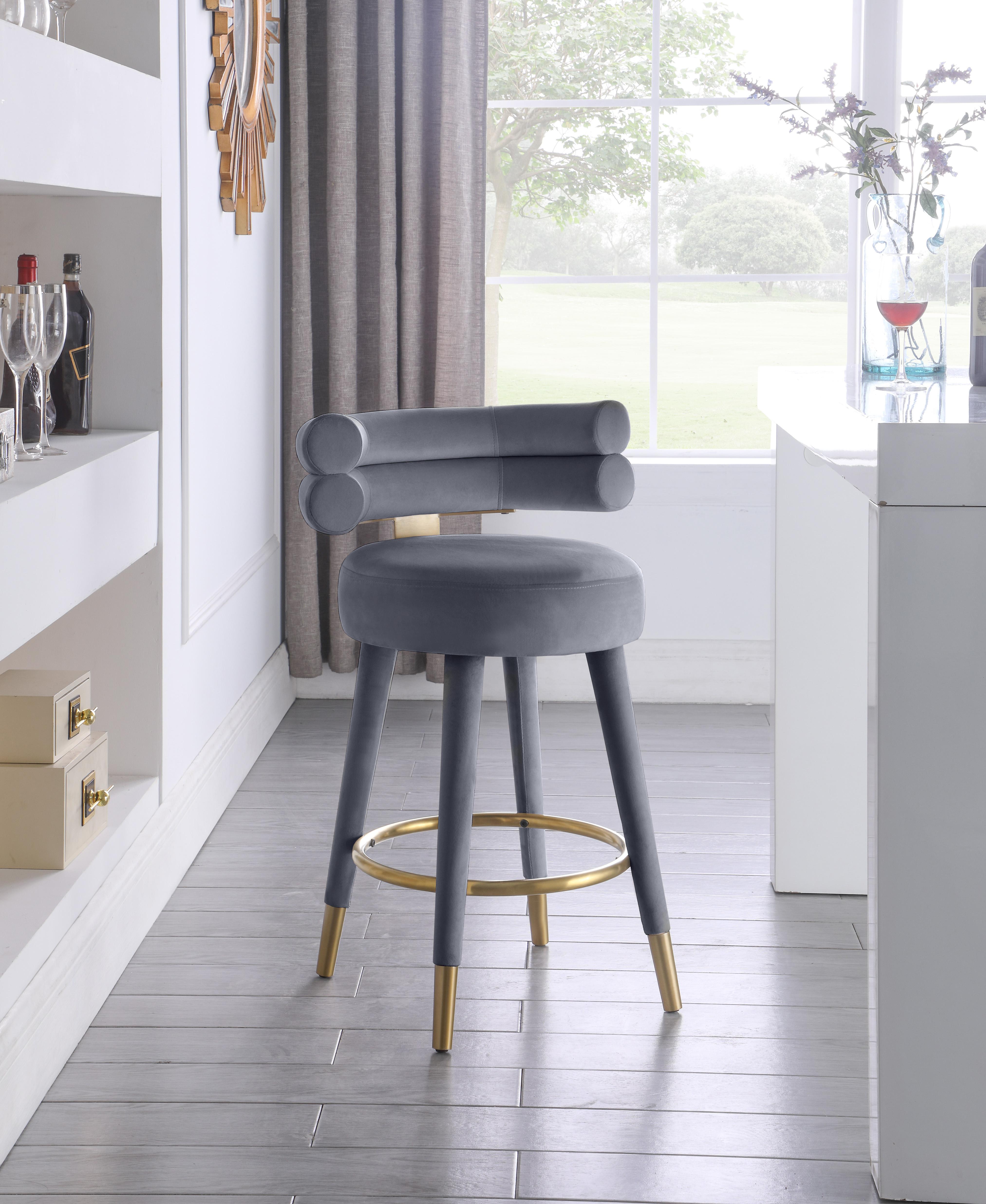 Fitzroy Grey Velvet Counter Stool - Luxury Home Furniture (MI)