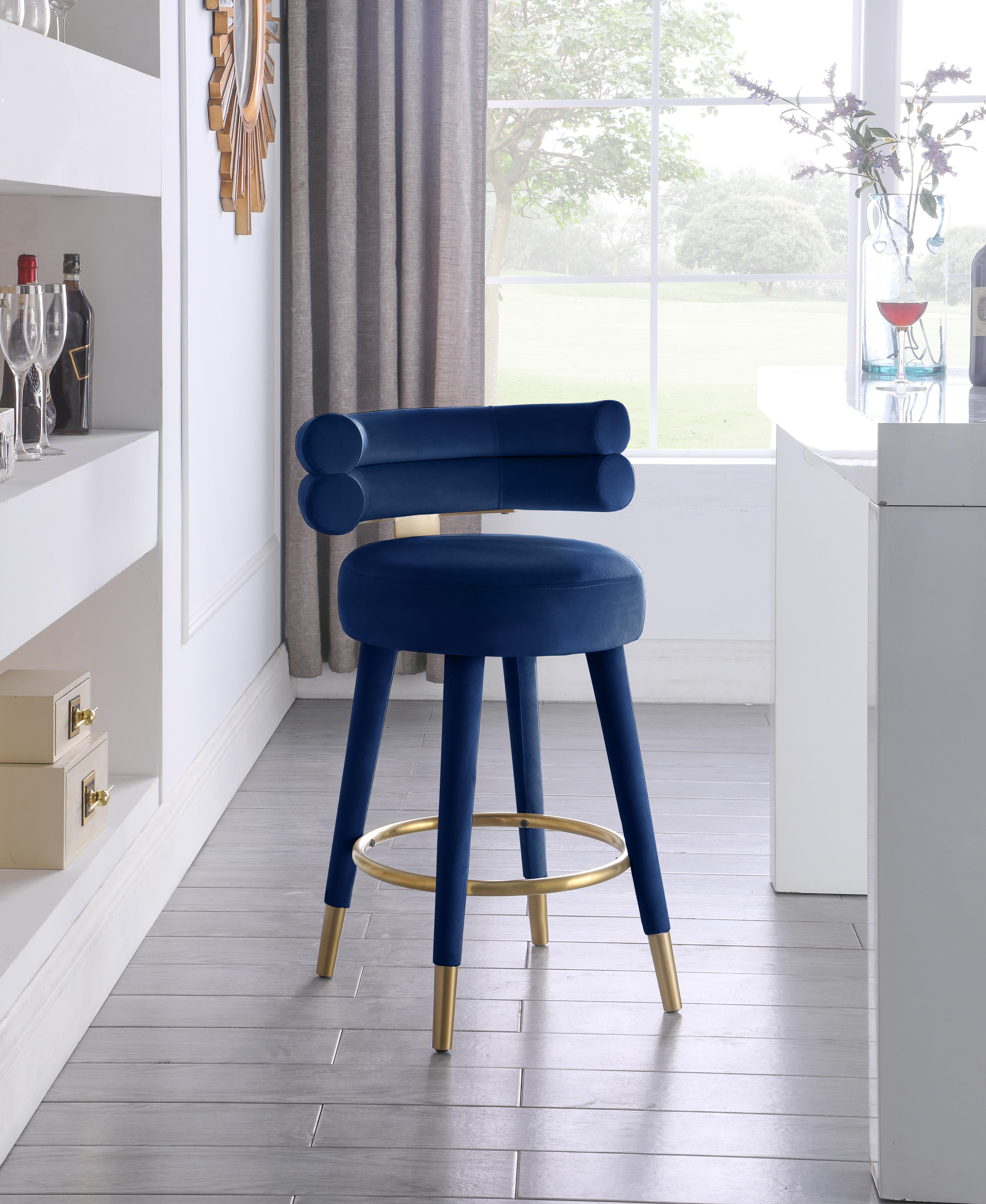 Fitzroy Navy Velvet Counter Stool - Luxury Home Furniture (MI)