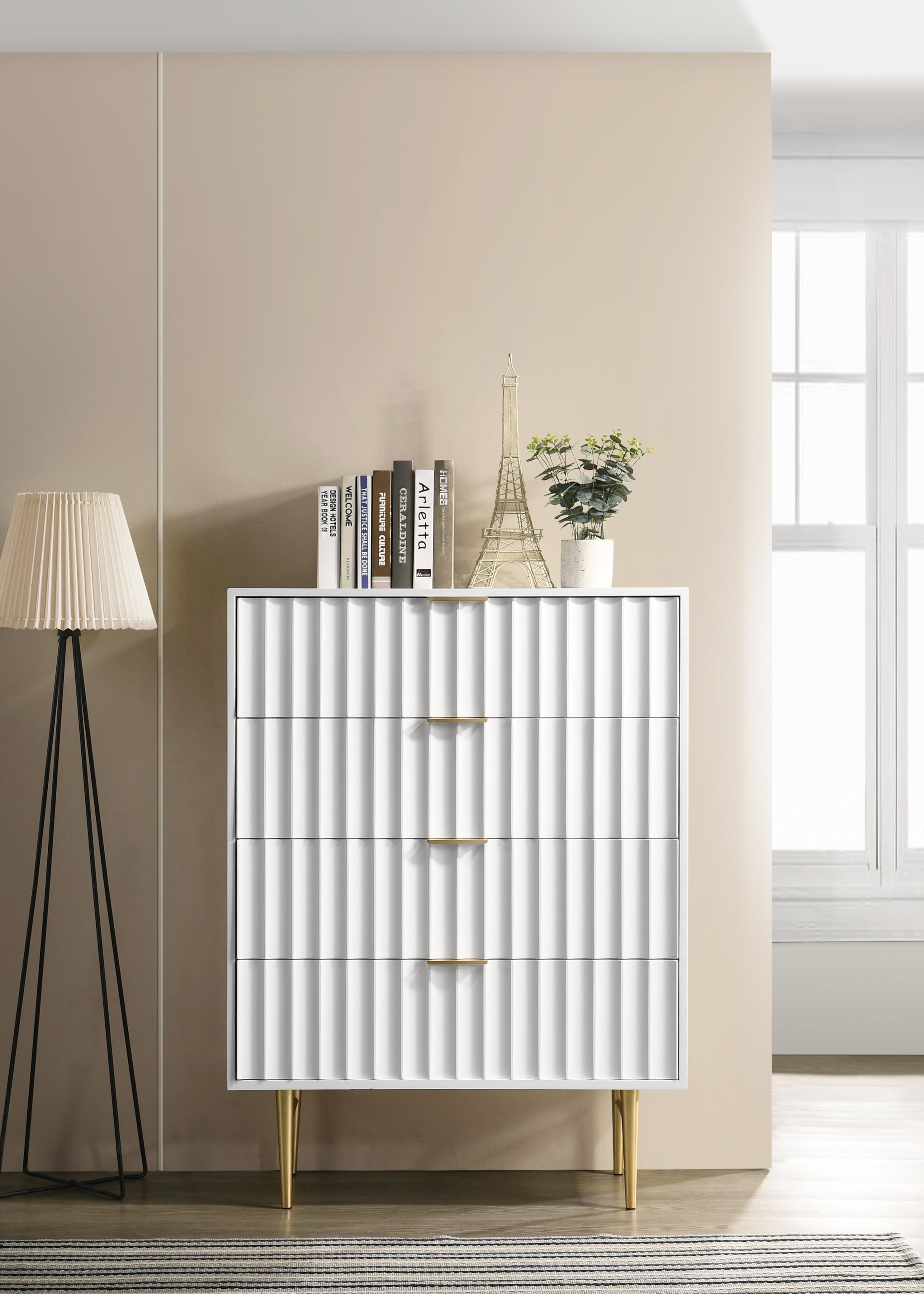 Modernist White Gloss Chest - Luxury Home Furniture (MI)