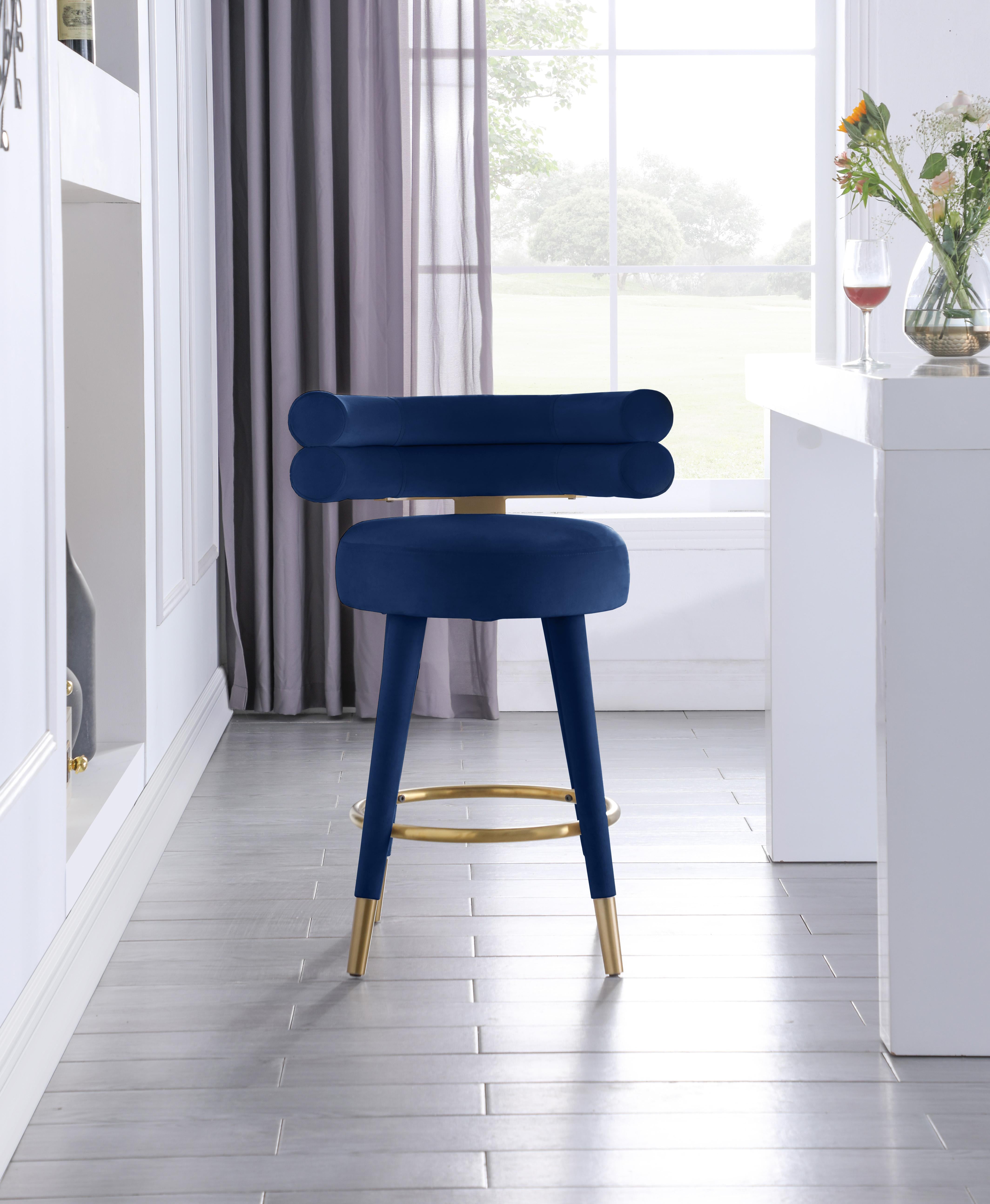 Fitzroy Navy Velvet Counter Stool - Luxury Home Furniture (MI)