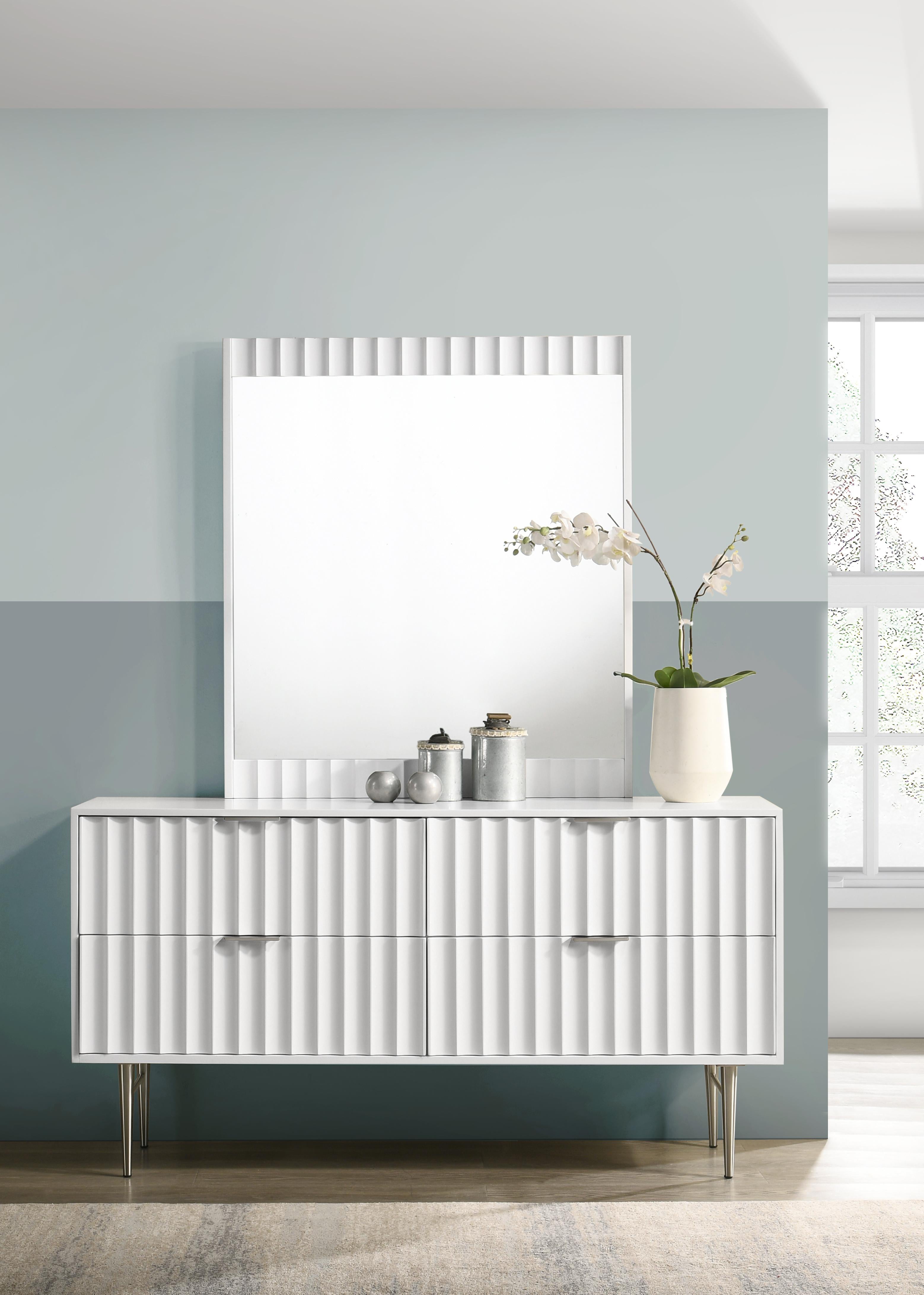 Modernist White Gloss Mirror - Luxury Home Furniture (MI)