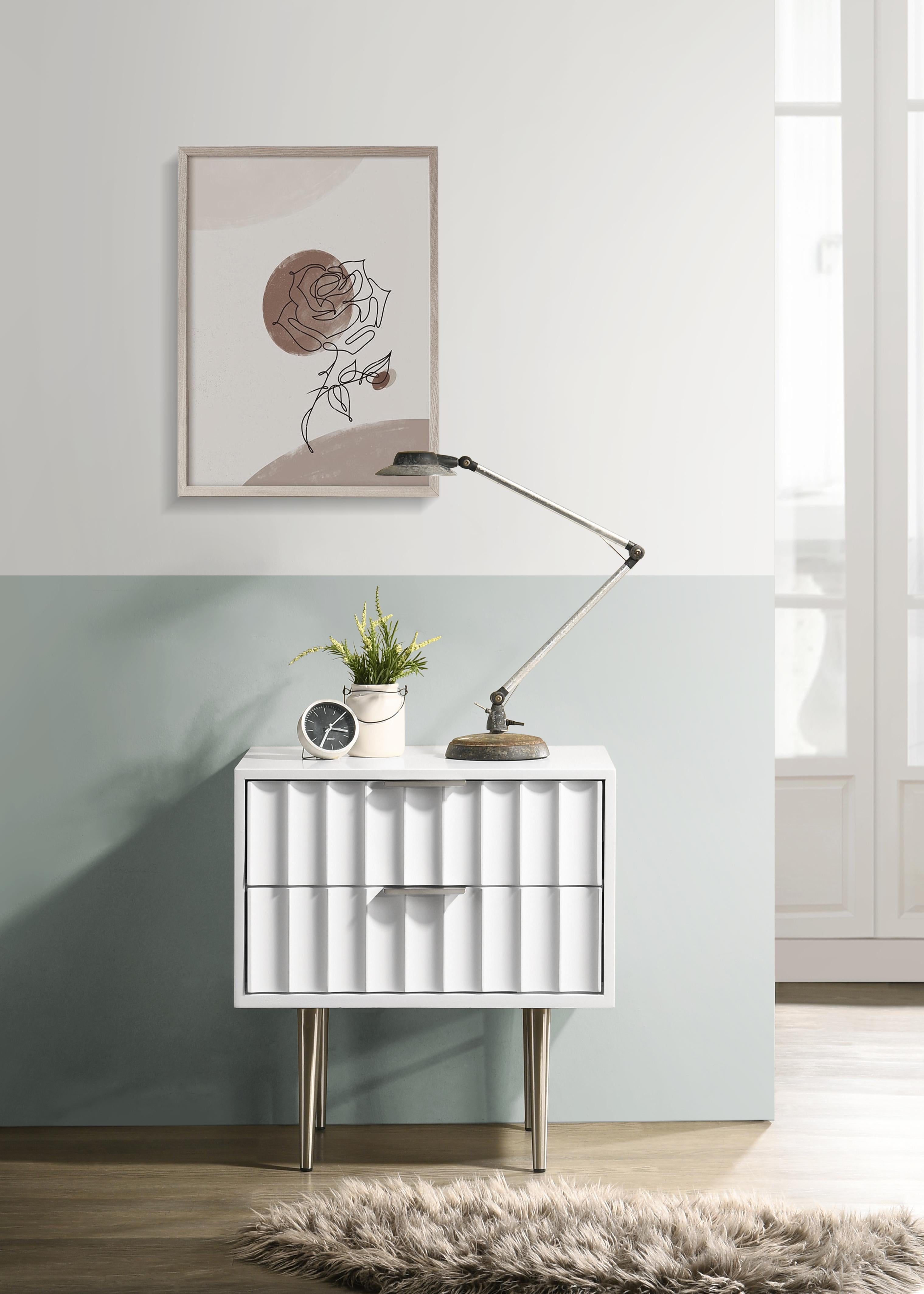 Modernist White Gloss Night Stand - Luxury Home Furniture (MI)