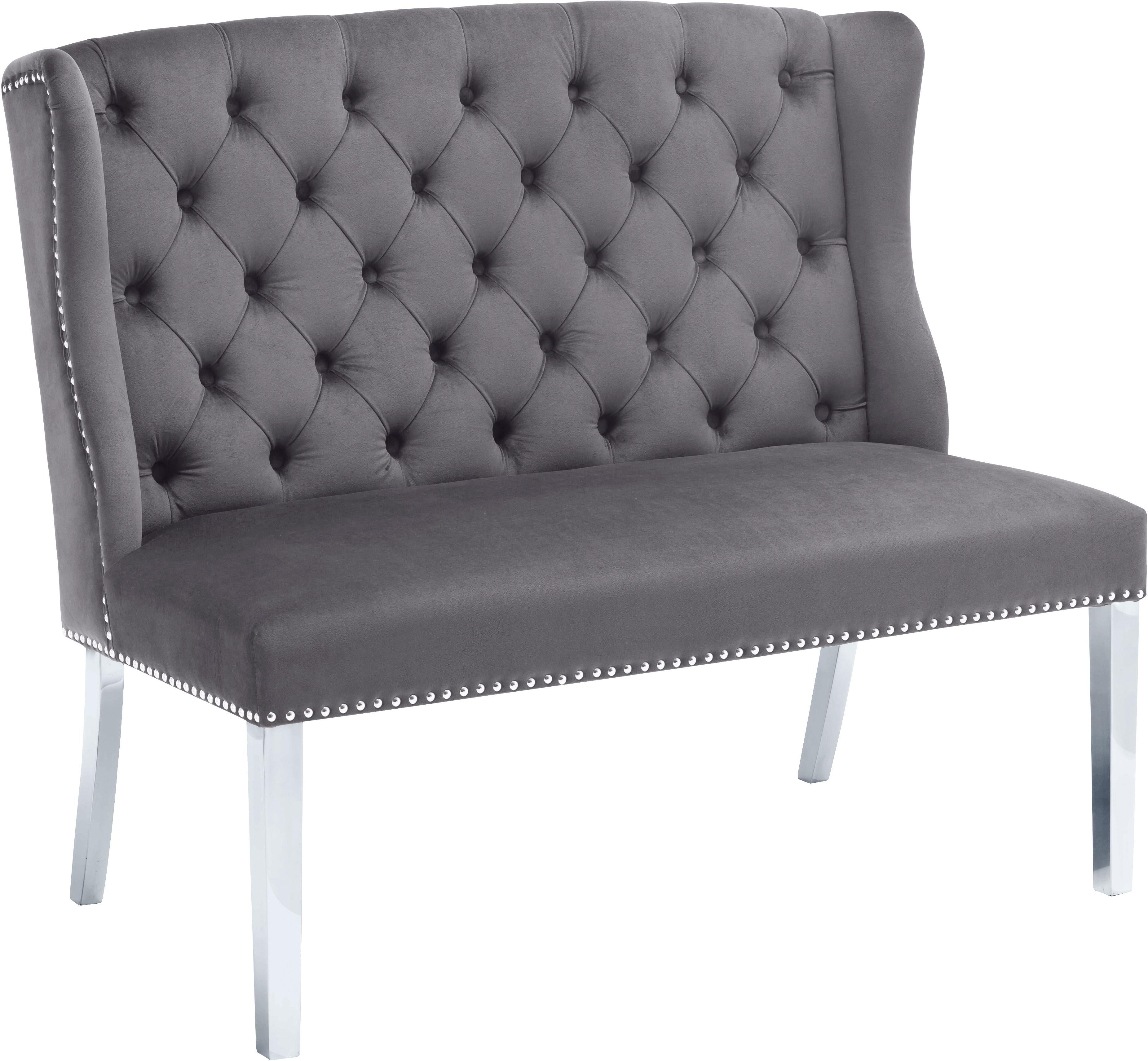 Suri Grey Velvet Settee Bench - Luxury Home Furniture (MI)