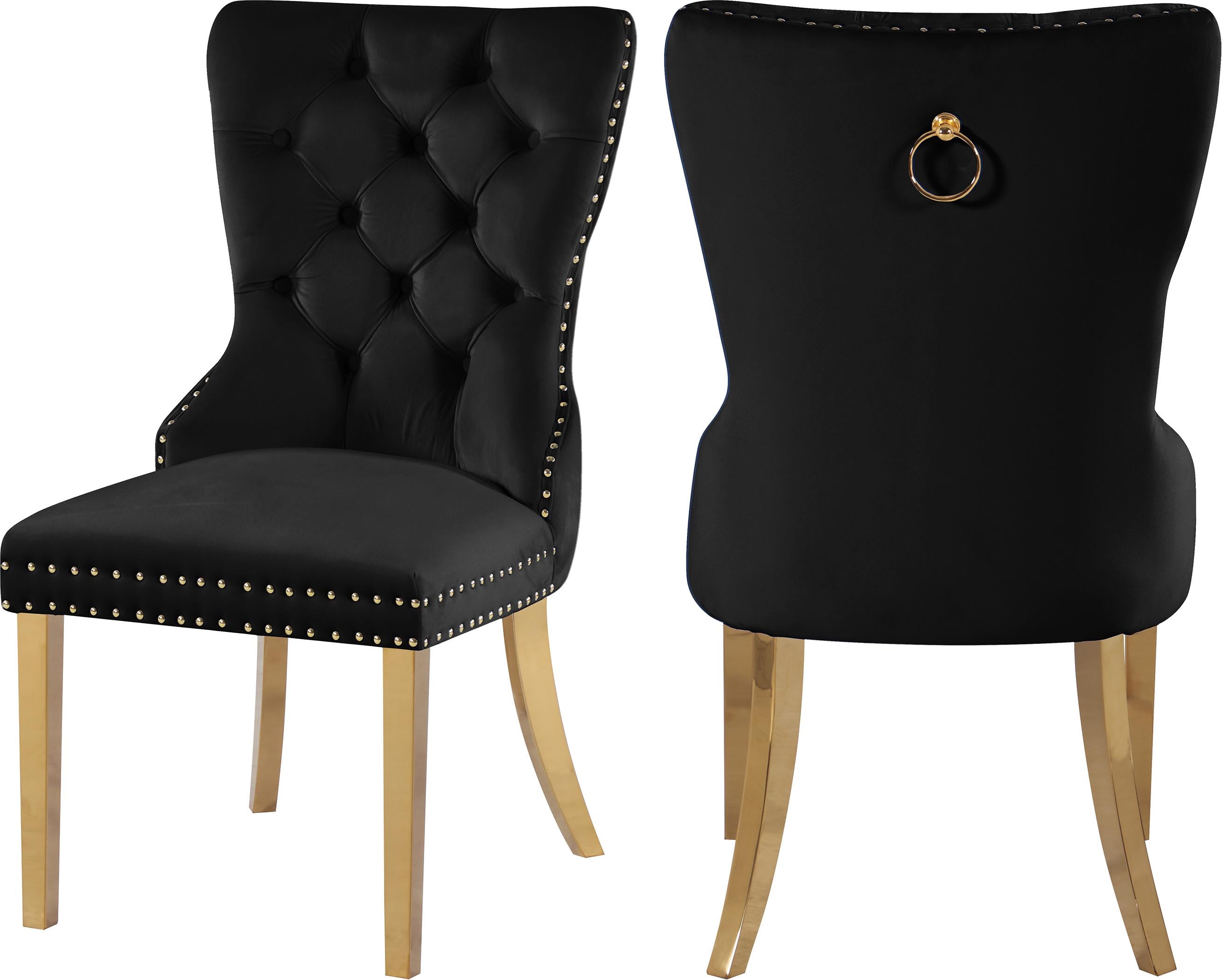 Carmen Black Velvet Dining Chairs (2) - Luxury Home Furniture (MI)