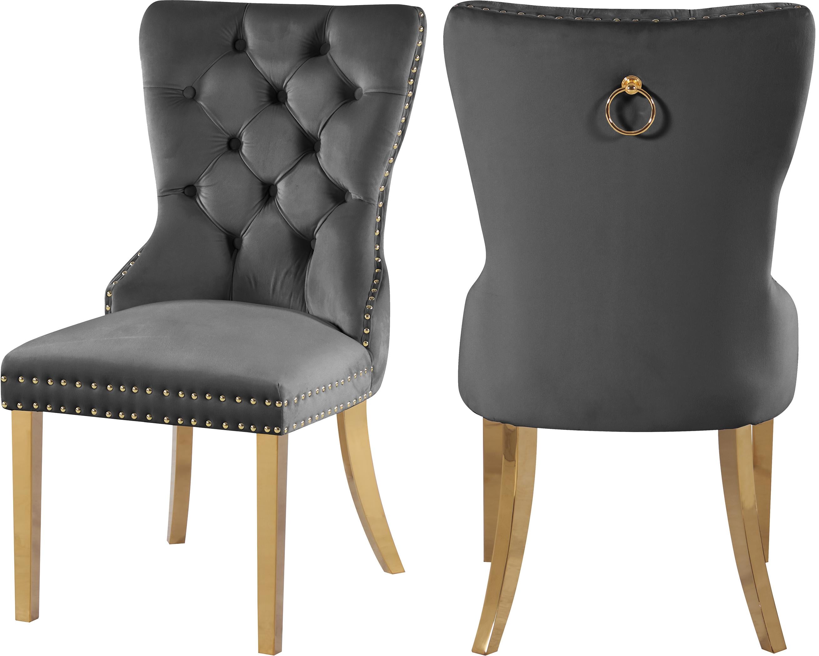 Carmen Grey Velvet Dining Chairs (2) - Luxury Home Furniture (MI)