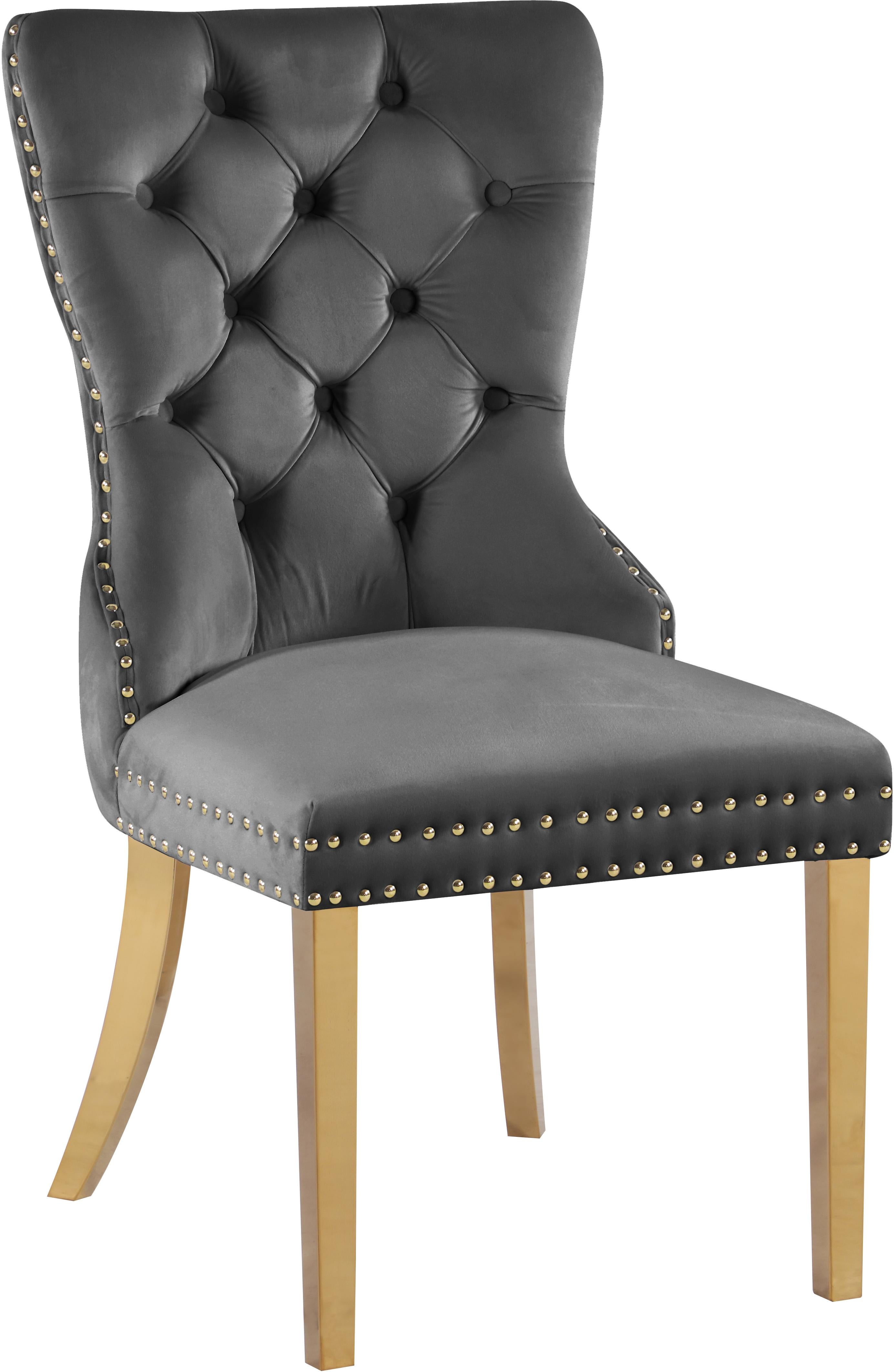 Carmen Grey Velvet Dining Chairs (2) - Luxury Home Furniture (MI)