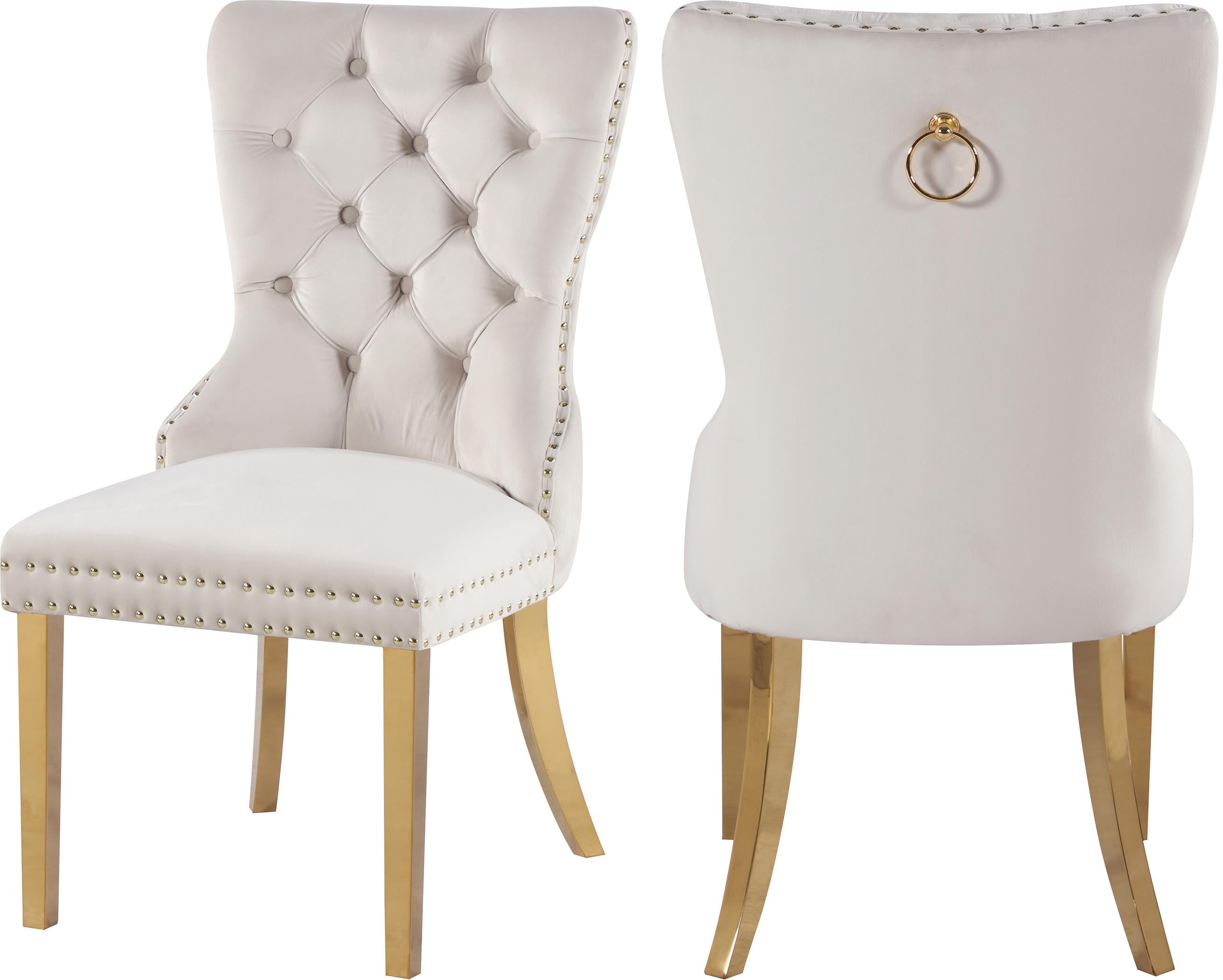 Carmen Cream Velvet Dining Chairs (2) - Luxury Home Furniture (MI)