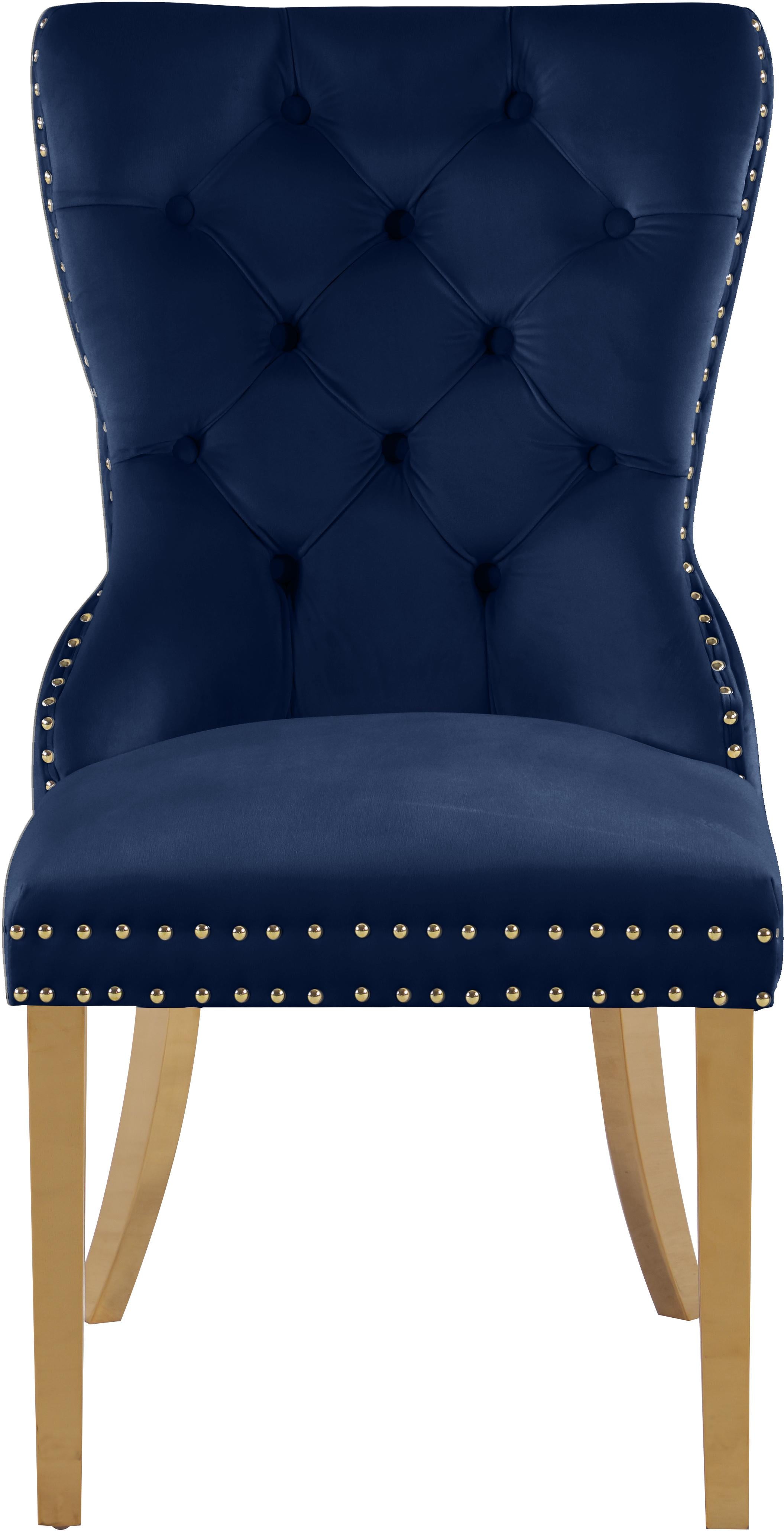 Carmen Navy Velvet Dining Chairs (2) - Luxury Home Furniture (MI)
