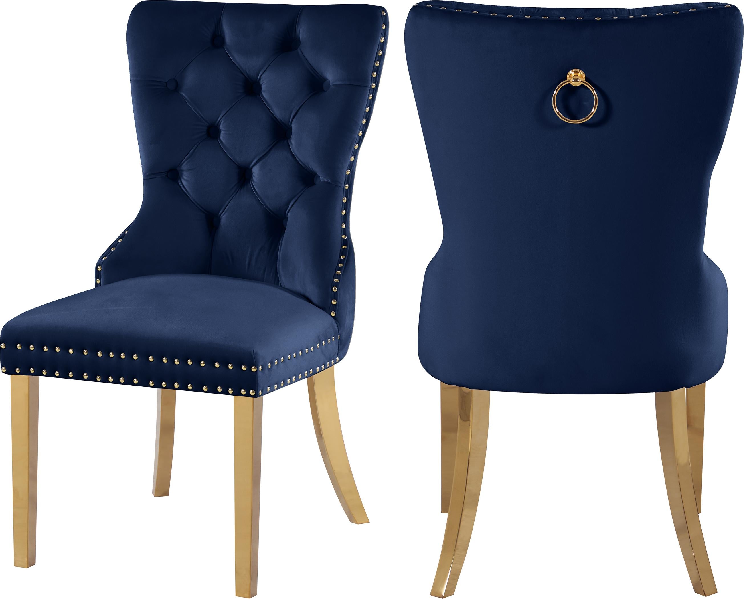 Carmen Navy Velvet Dining Chairs (2) - Luxury Home Furniture (MI)