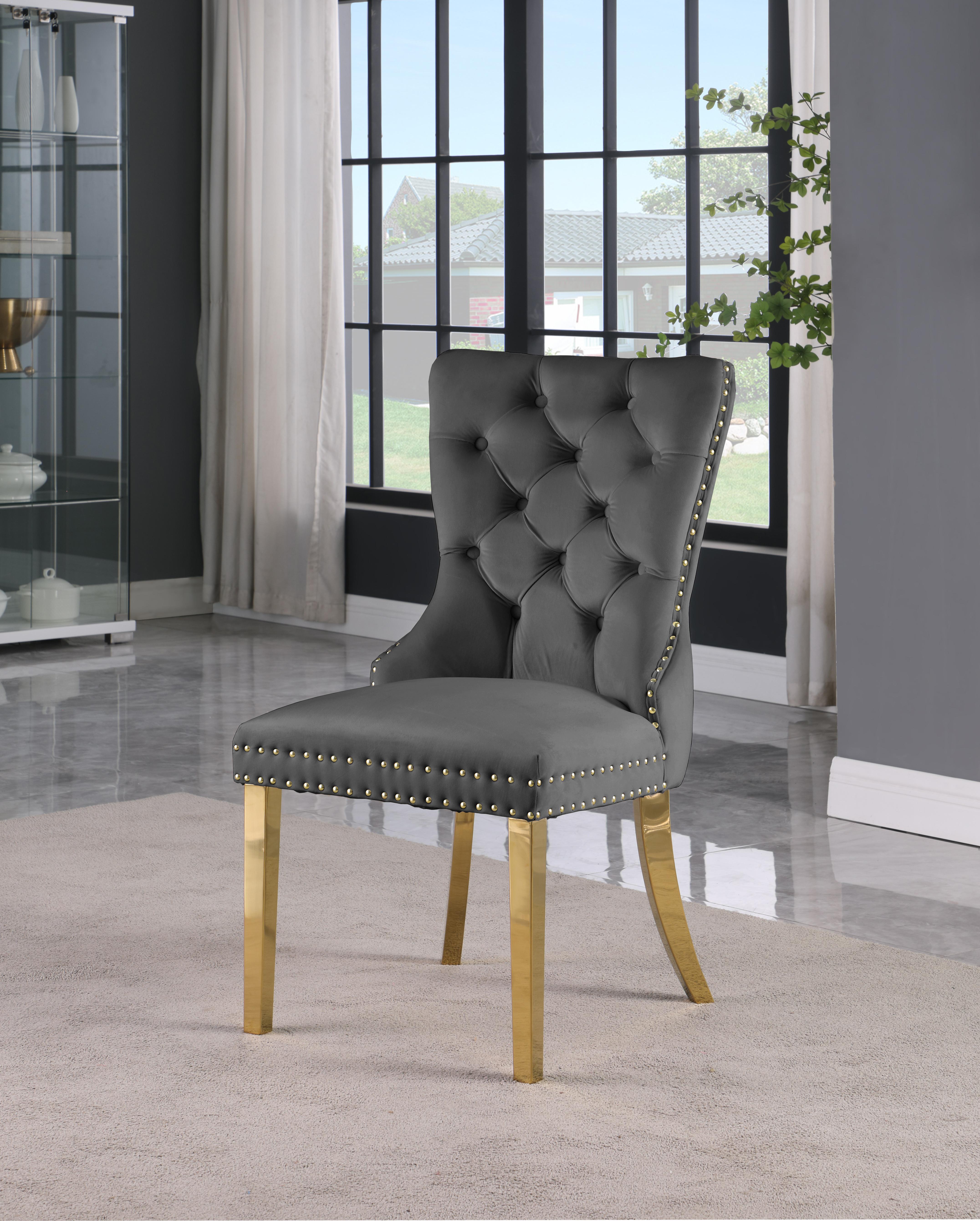Carmen Grey Velvet Dining Chairs (2) - Luxury Home Furniture (MI)