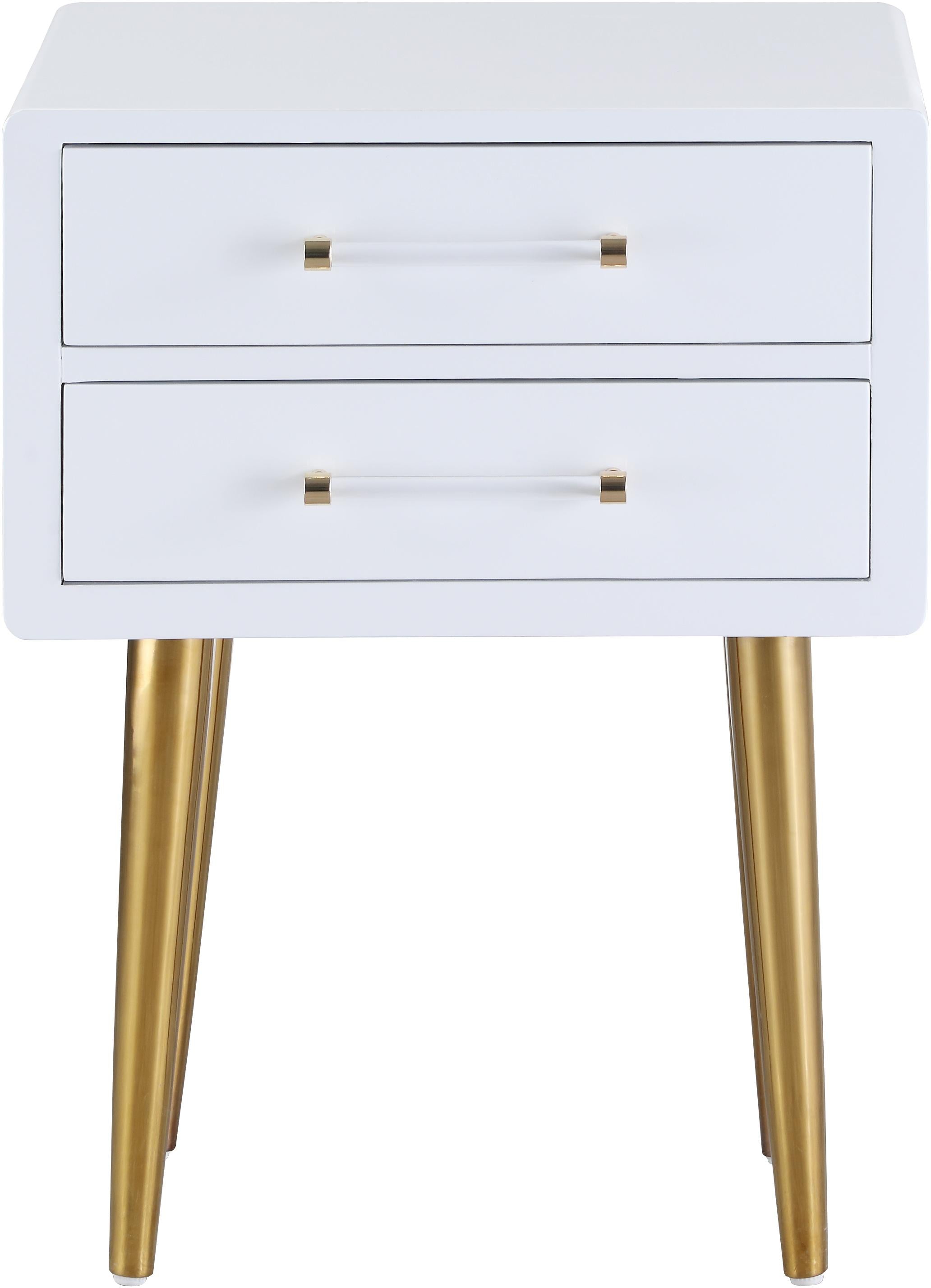 Zane White Laquer with Gold Side Table - Luxury Home Furniture (MI)