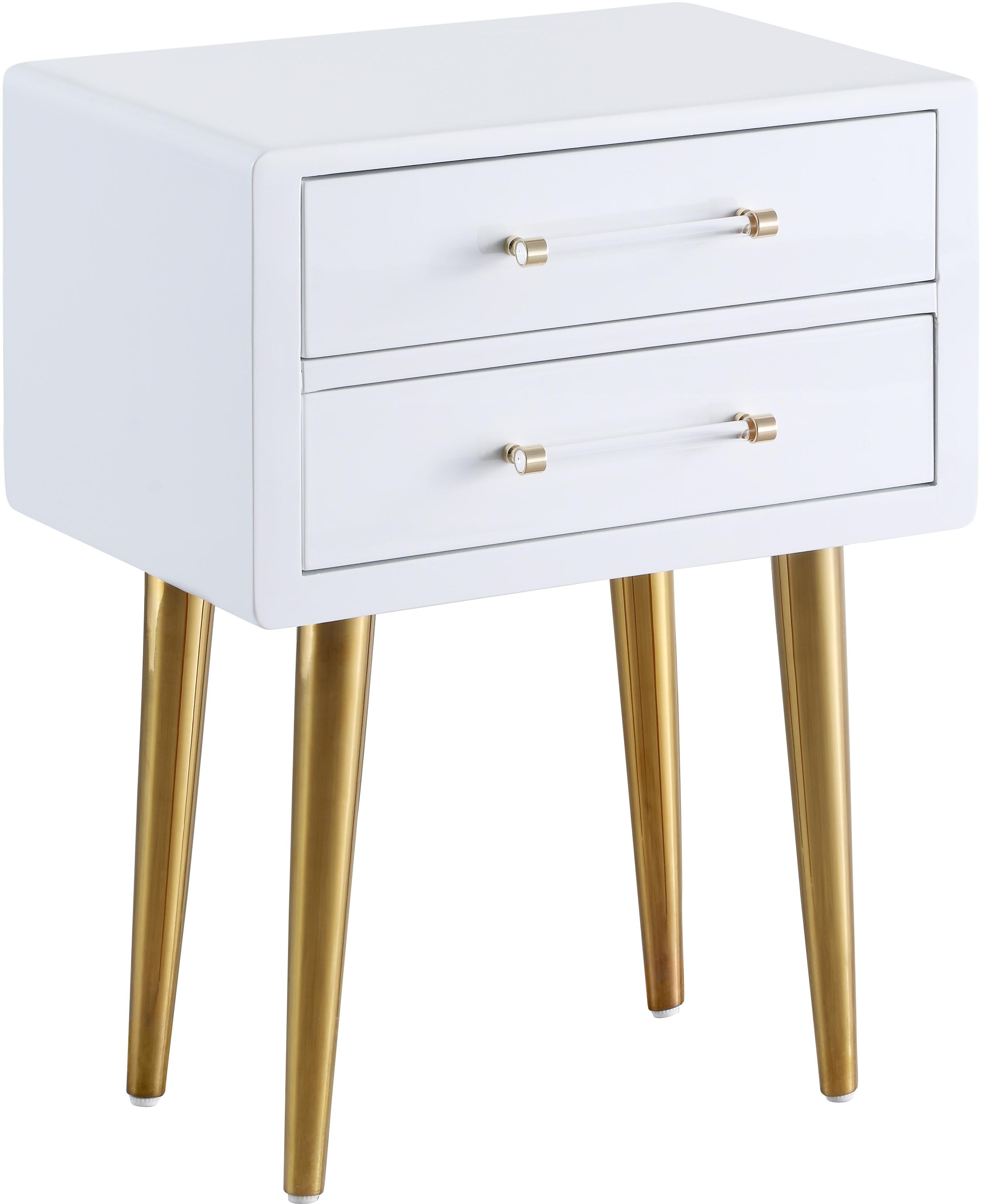 Zane White Laquer with Gold Side Table - Luxury Home Furniture (MI)