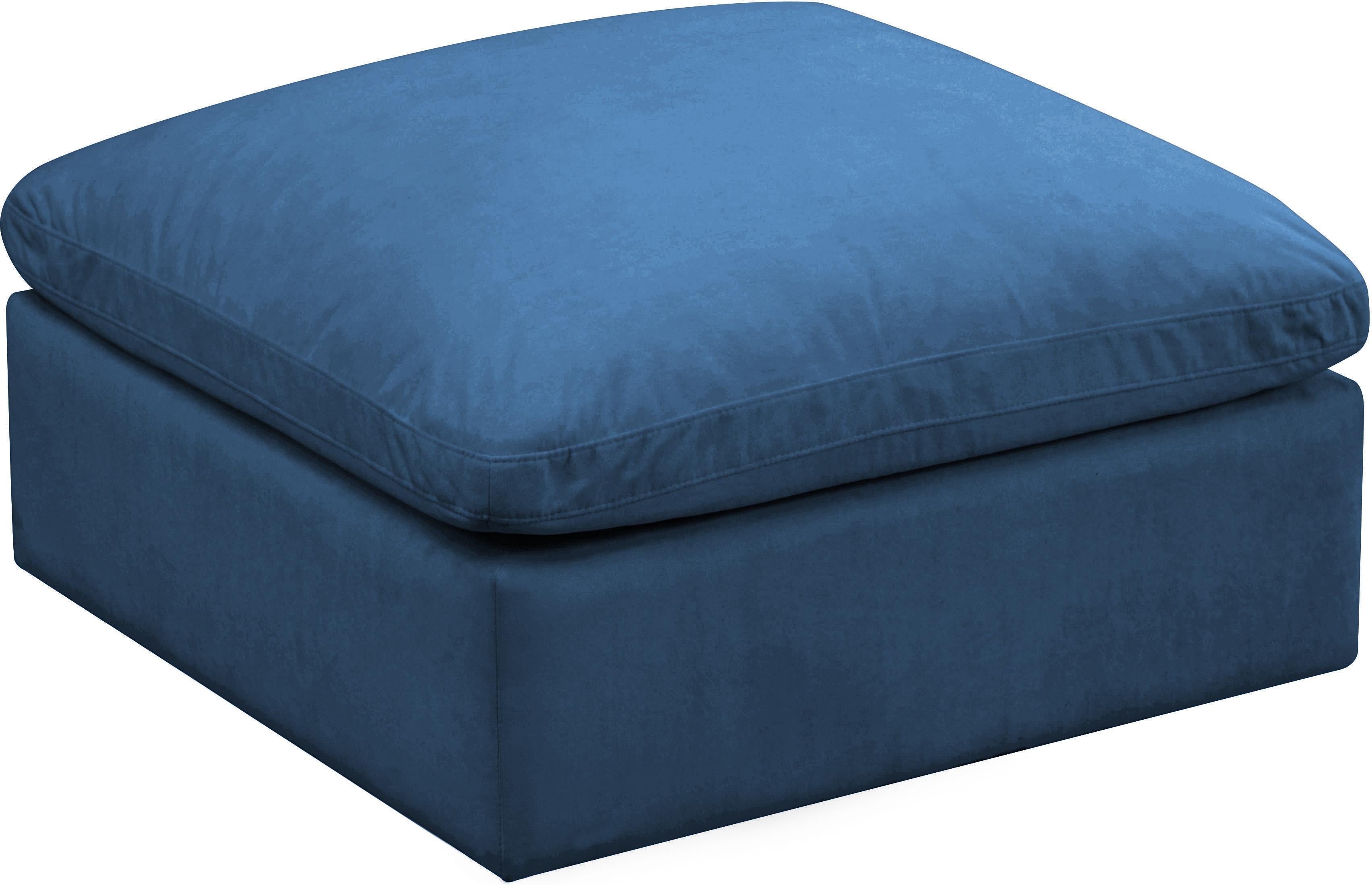 Plush Navy Velvet Standard Cloud Modular Ottoman - Luxury Home Furniture (MI)