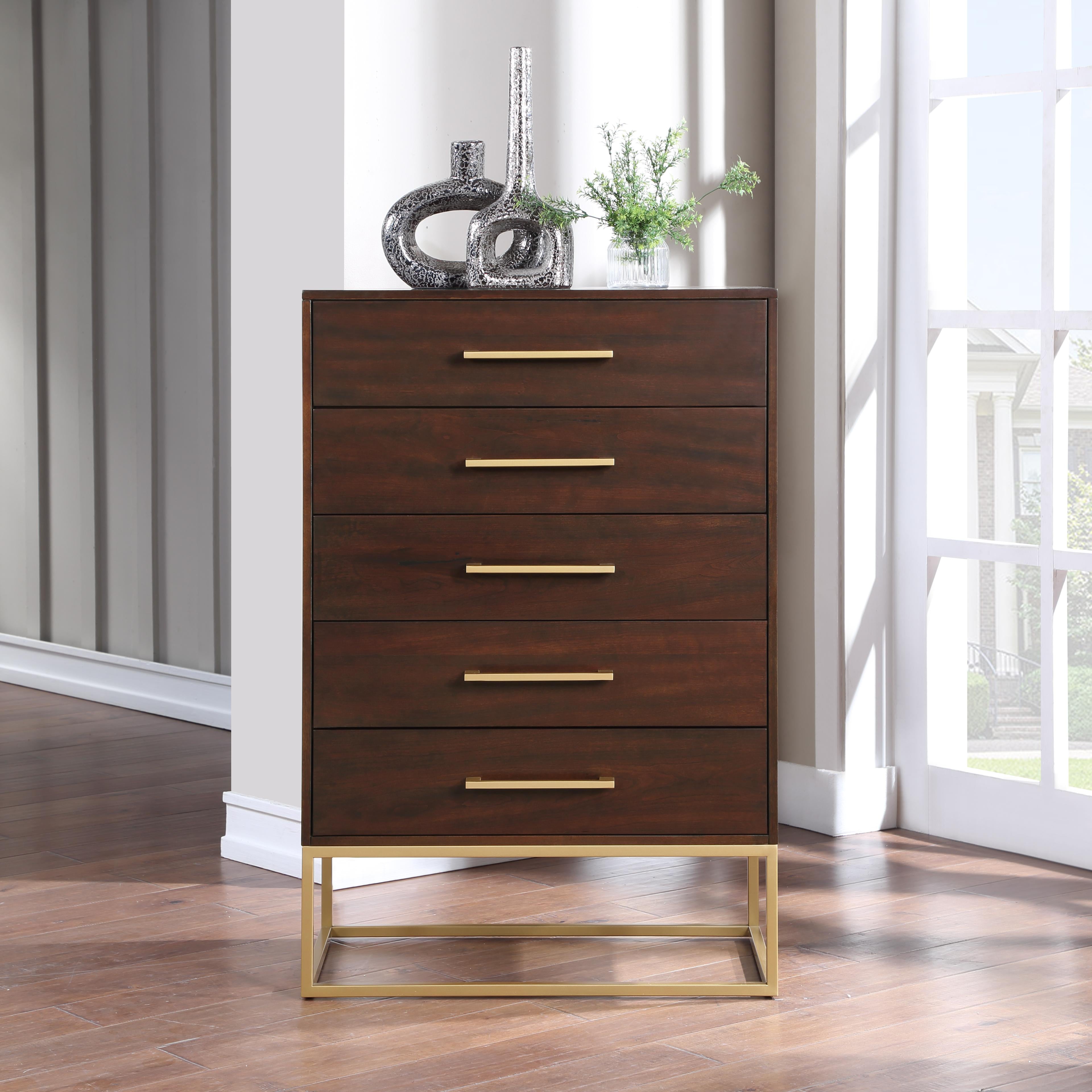 Maxine Cherry / Gold Chest - Luxury Home Furniture (MI)